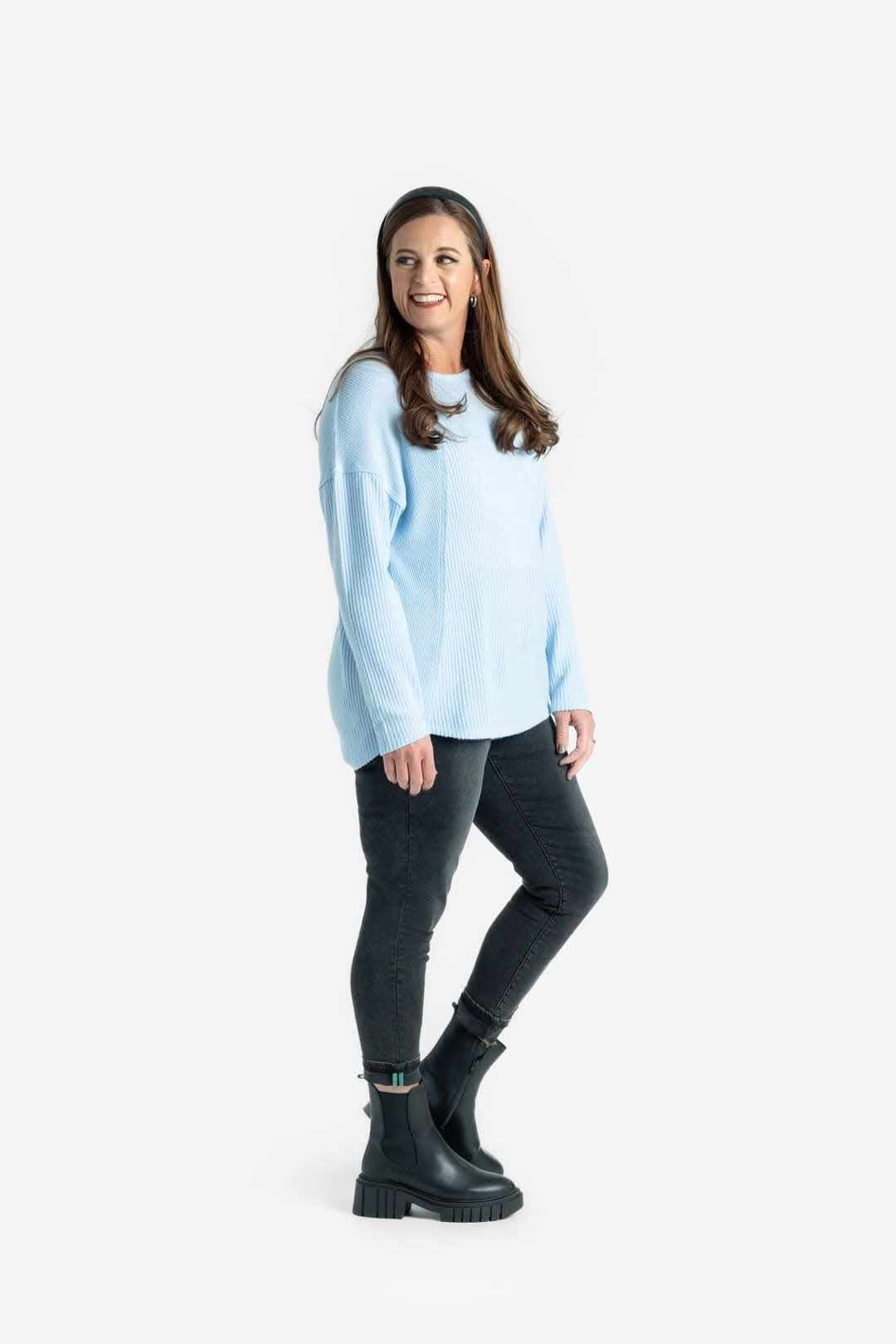 Tina Mixed Media Long Sleeve Top