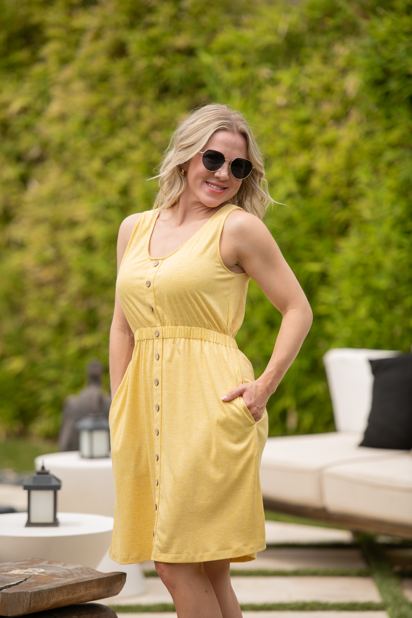 IN STOCK Beverly Button Dress - Yellow FINAL SALE