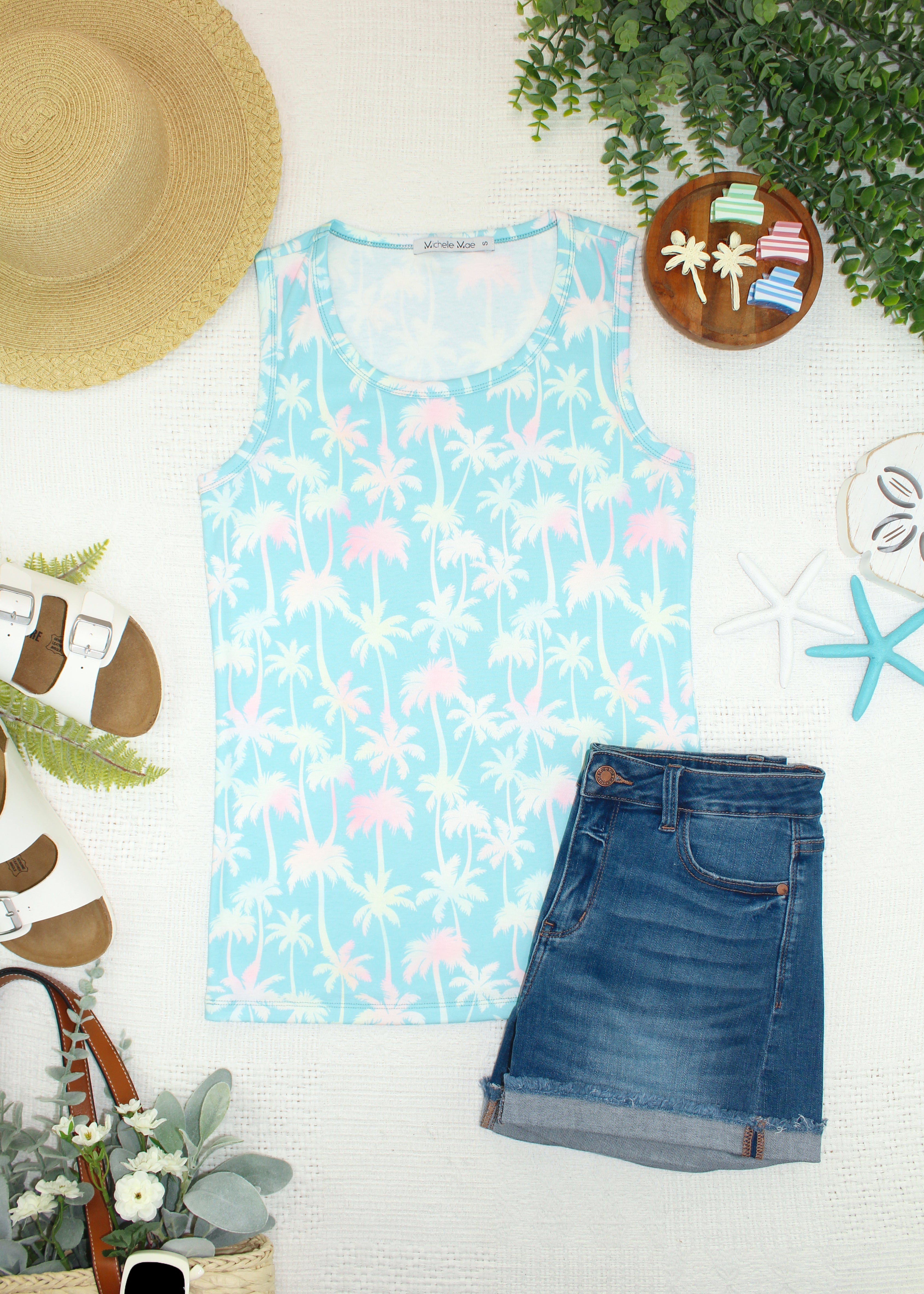 IN STOCK Ava Tank - Aqua Palm FINAL SALE