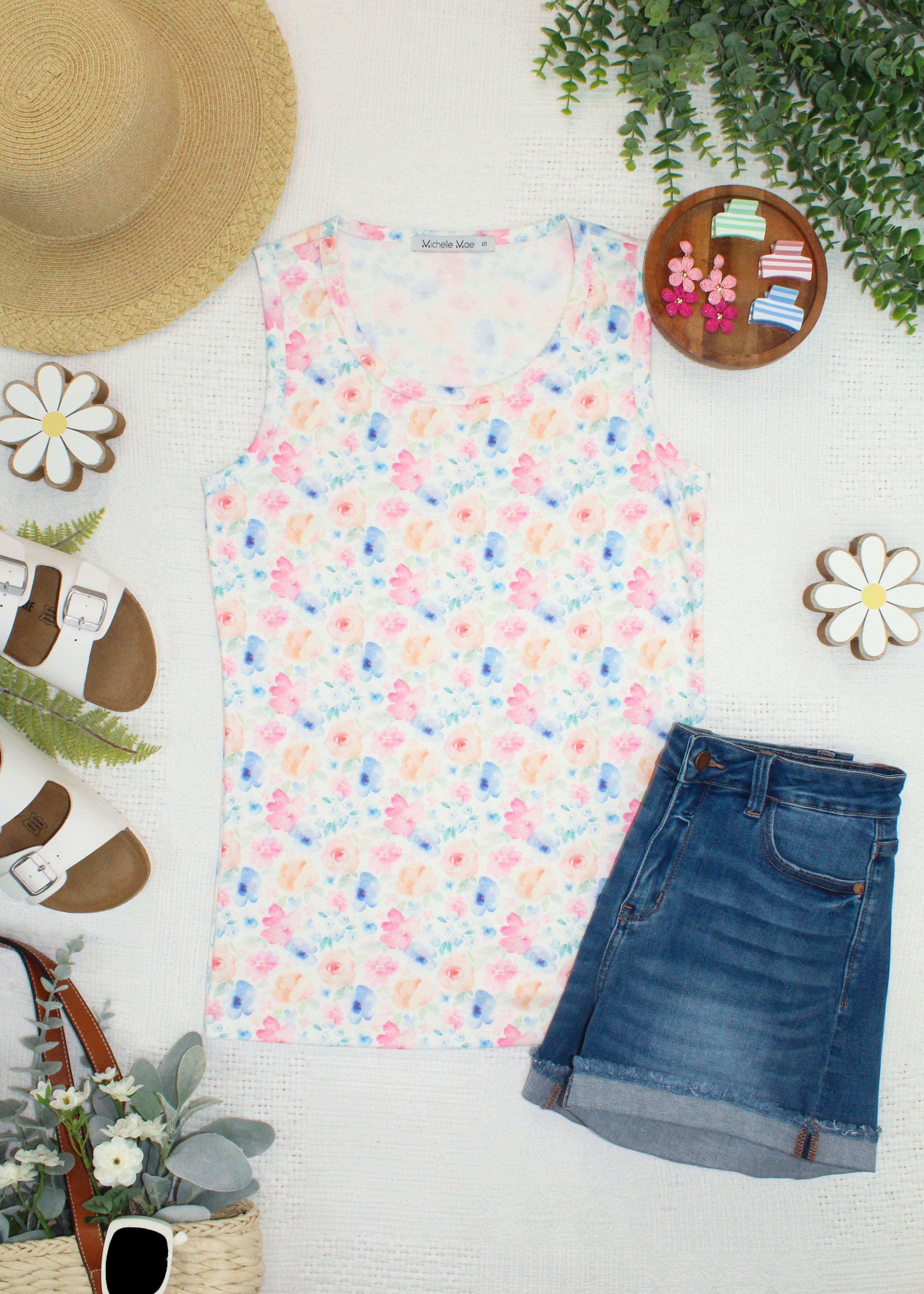 IN STOCK Ava Tank - Petal Gardens FINAL SALE