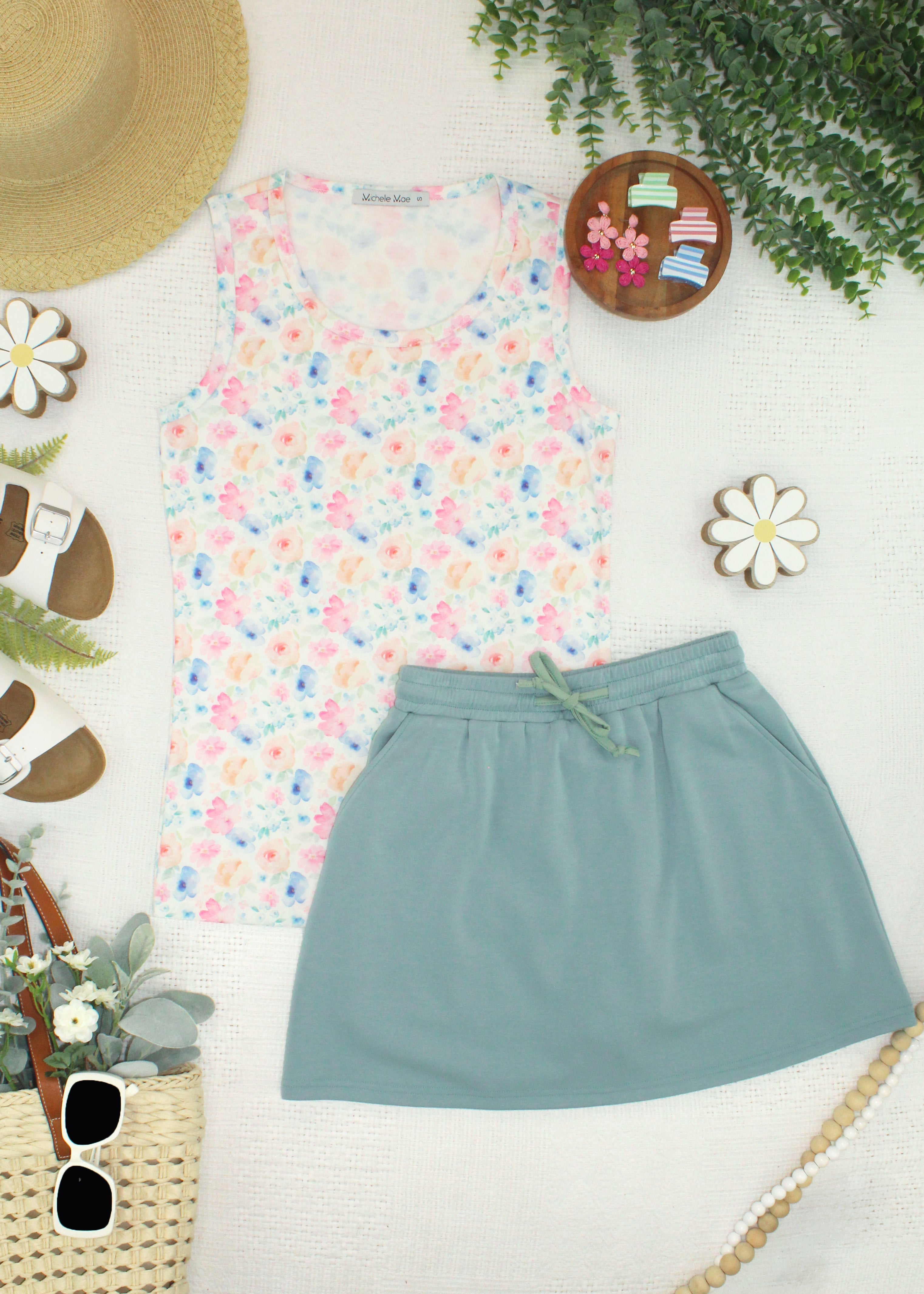 IN STOCK Ava Tank - Petal Gardens FINAL SALE