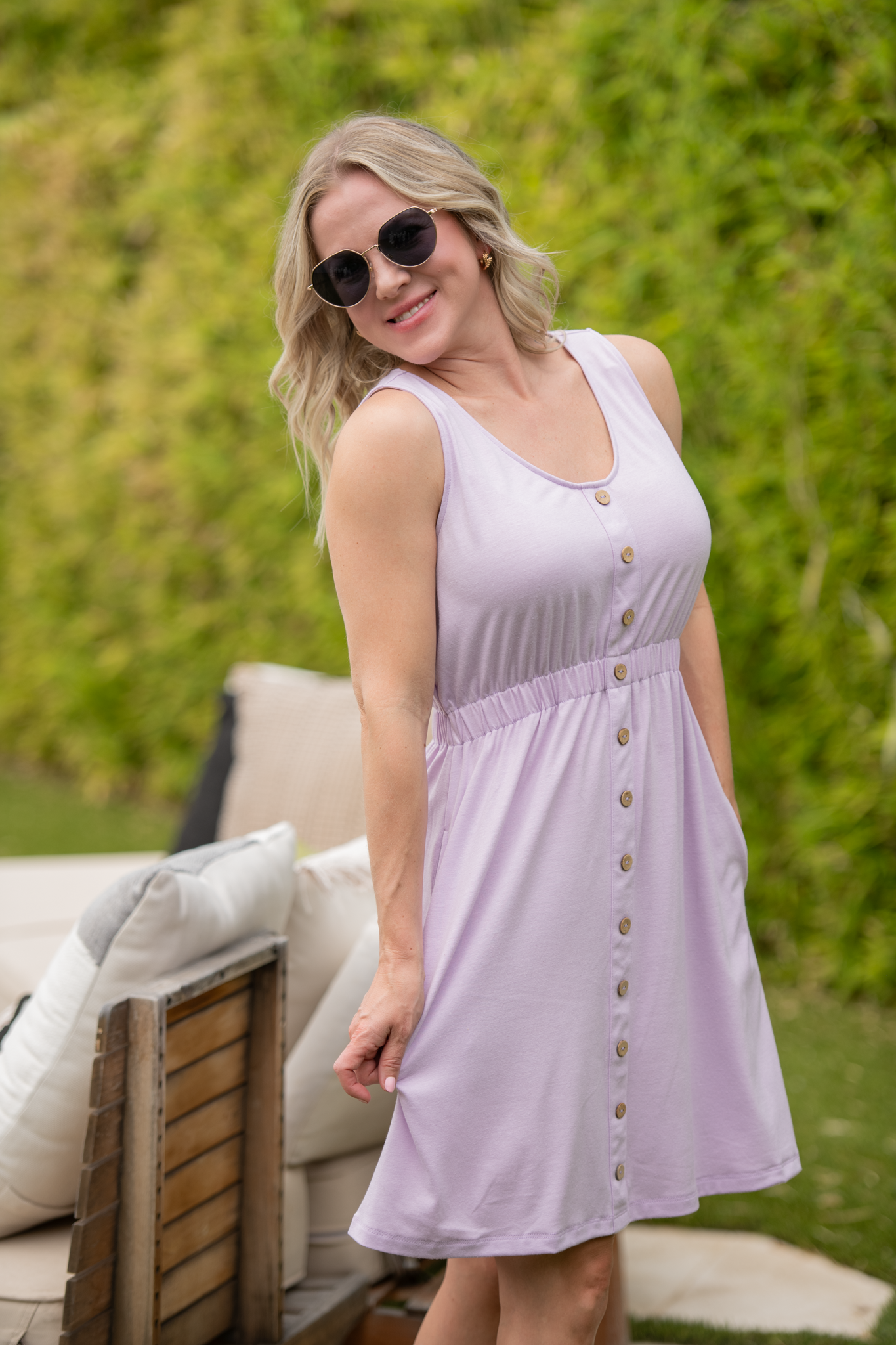 IN STOCK Beverly Button Dress - Lavender FINAL SALE