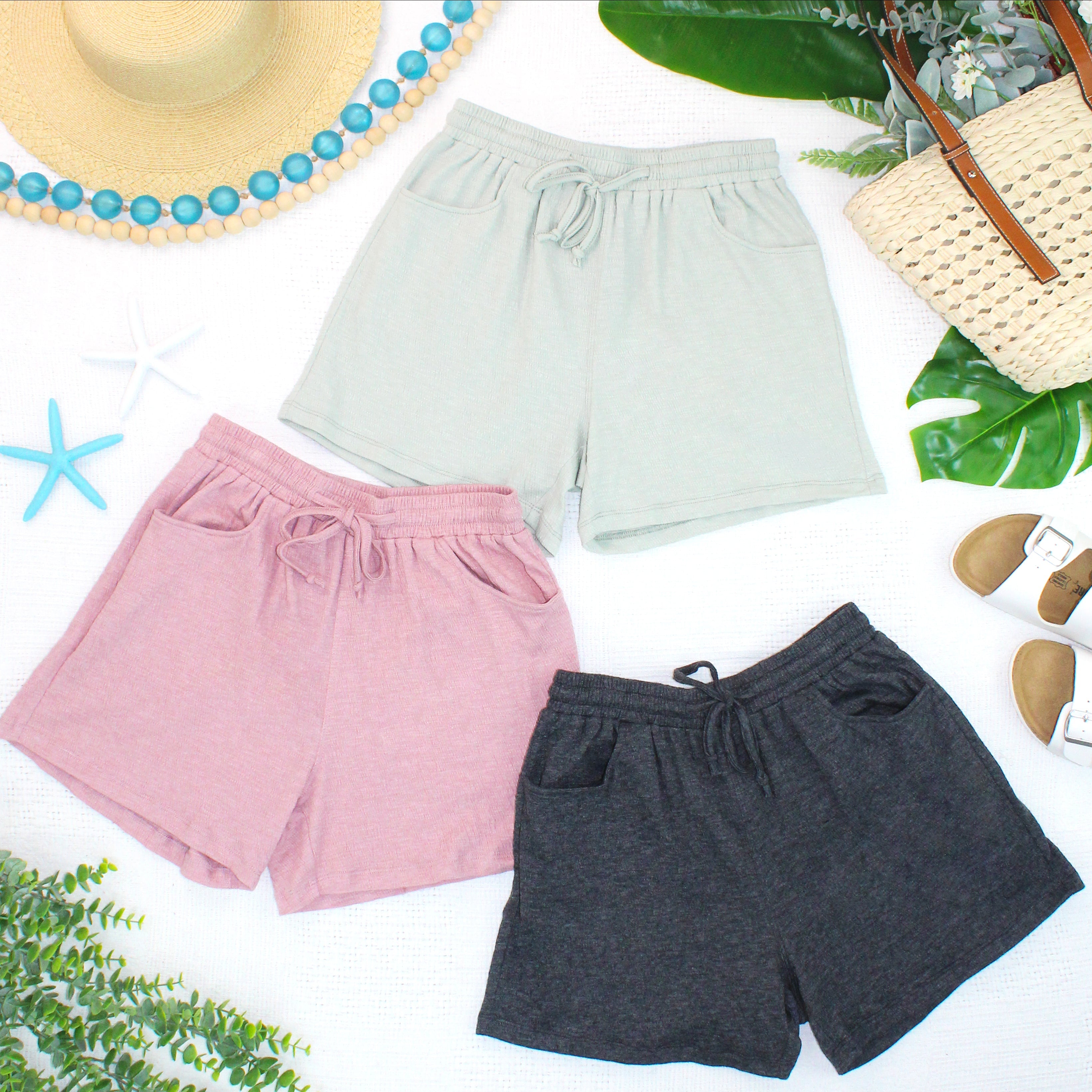 IN STOCK Candice Crinkle Shorts - Light Green FINAL SALE