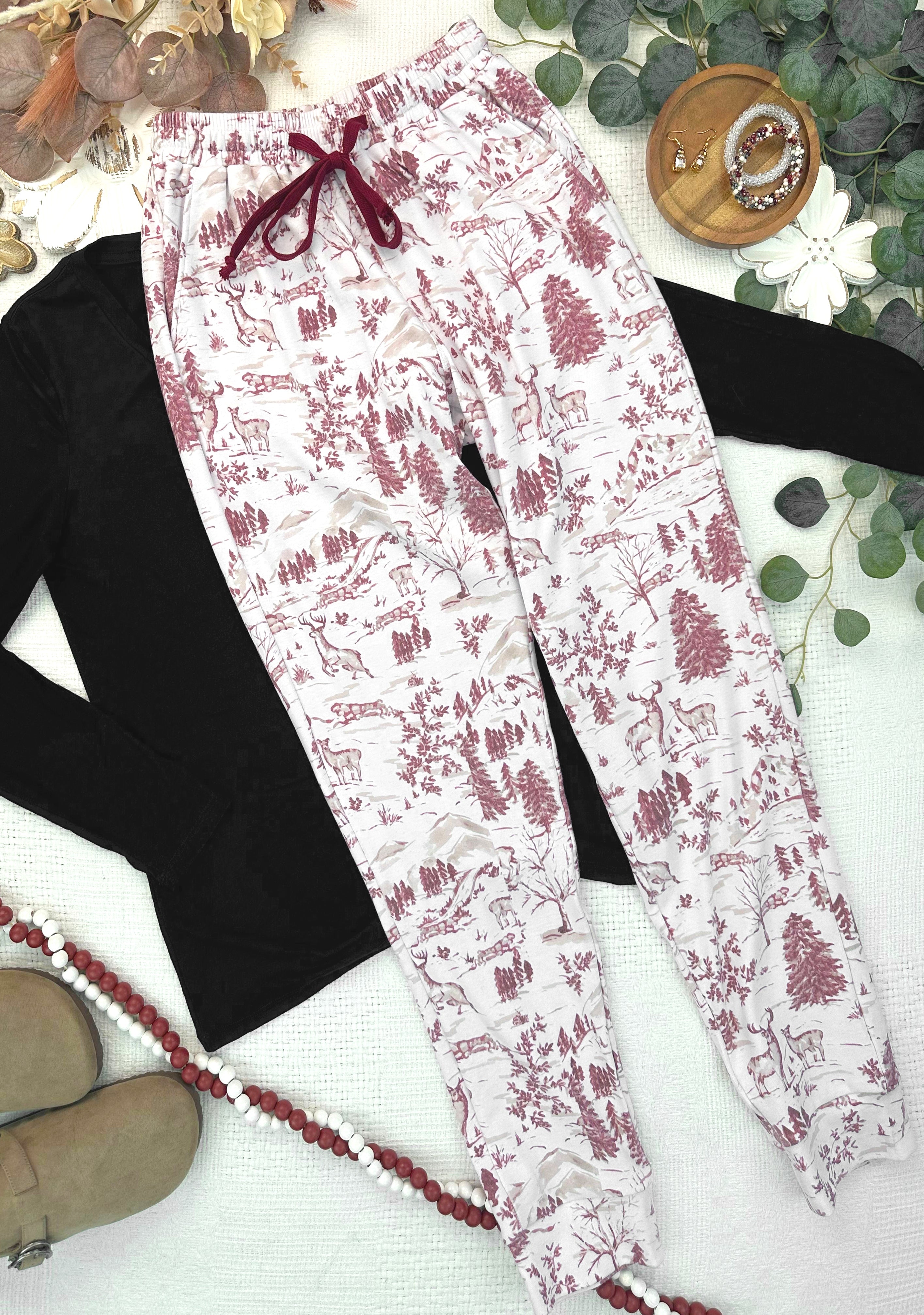IN STOCK Classic Joggers -  Cranberry Woodland