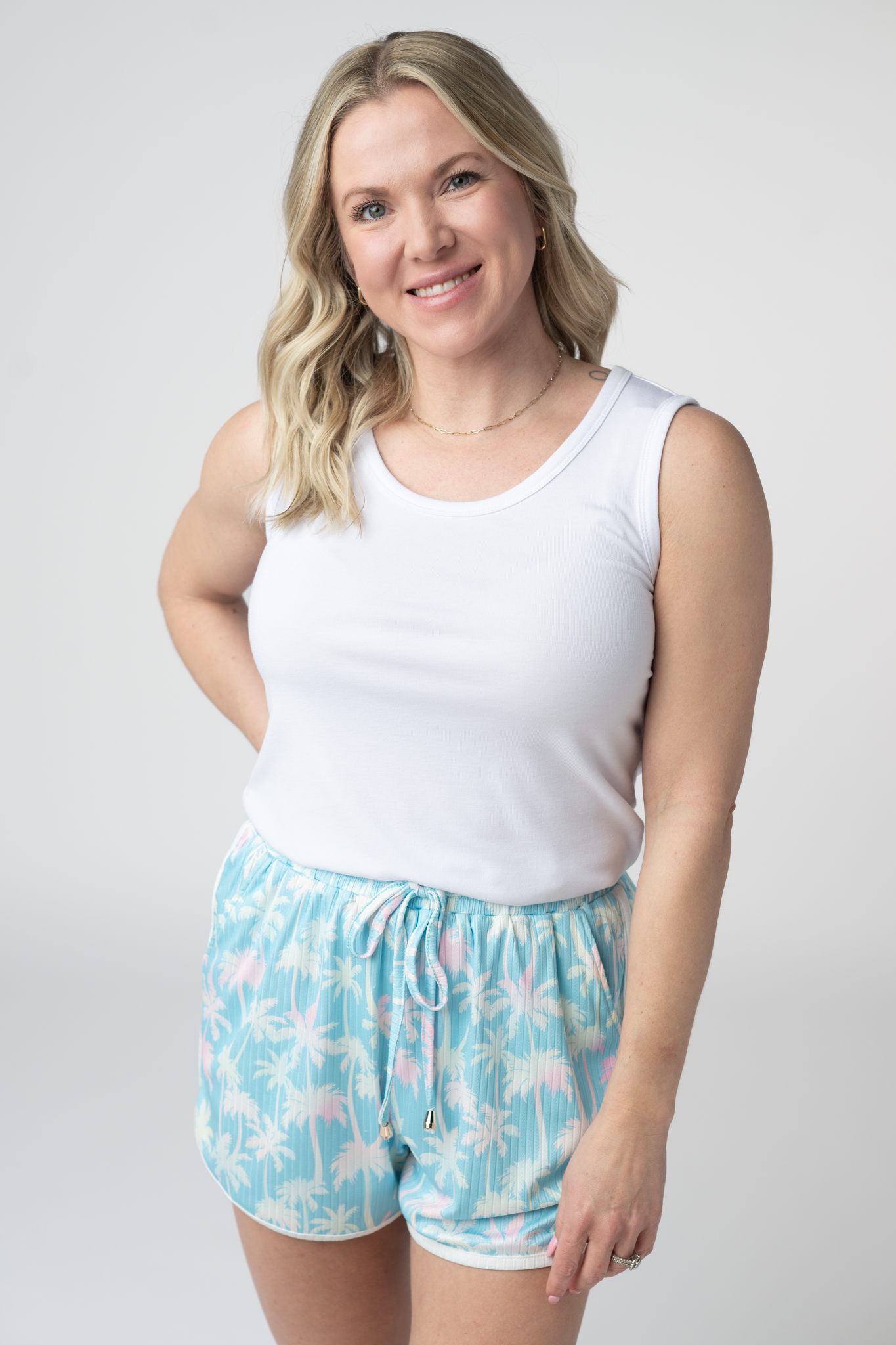 IN STOCK Nova Summer Shorts - Aqua Palm FINAL SALE