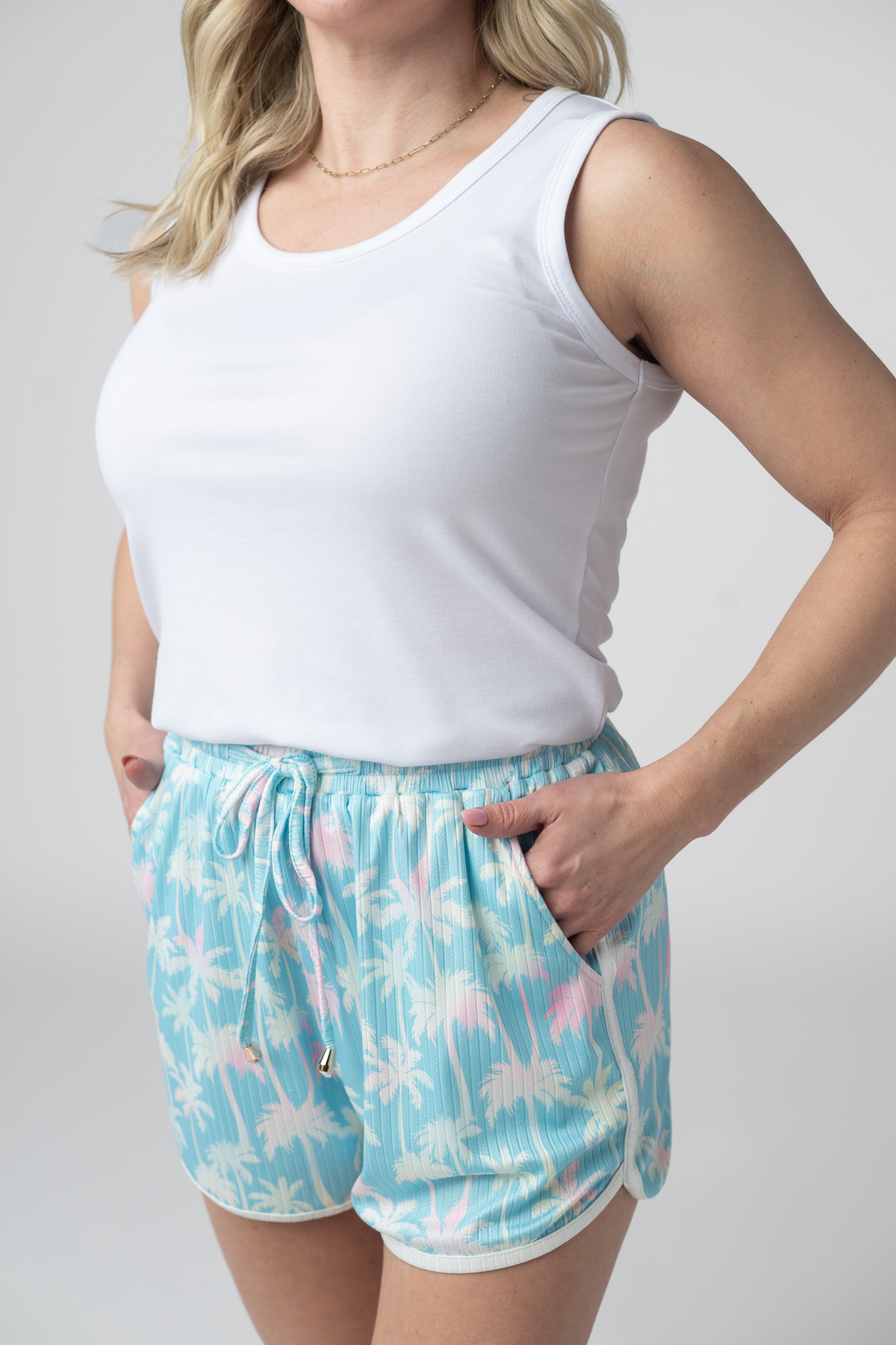 IN STOCK Nova Summer Shorts - Aqua Palm FINAL SALE