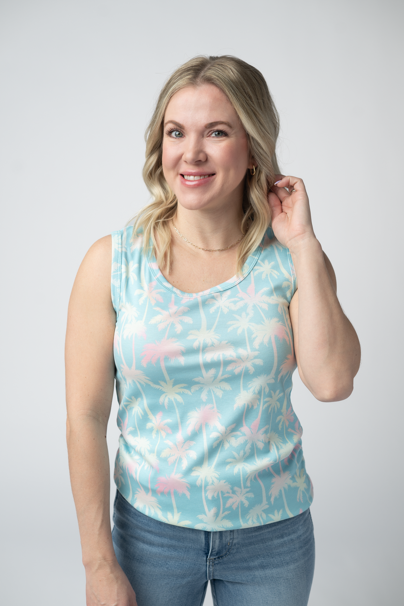 IN STOCK Ava Tank - Aqua Palm FINAL SALE