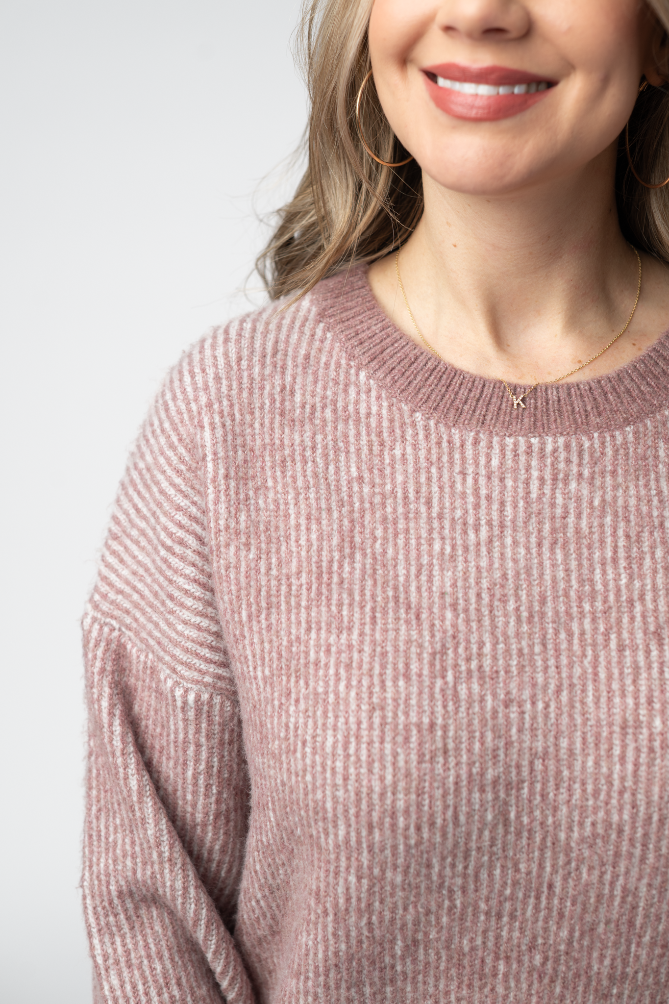IN STOCK Josie Cozy Crew Sweater - Dusty Rose
