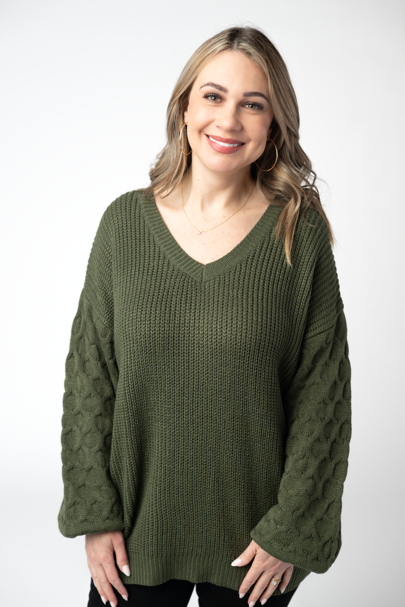 IN STOCK Talina Textured Sweater - Olive