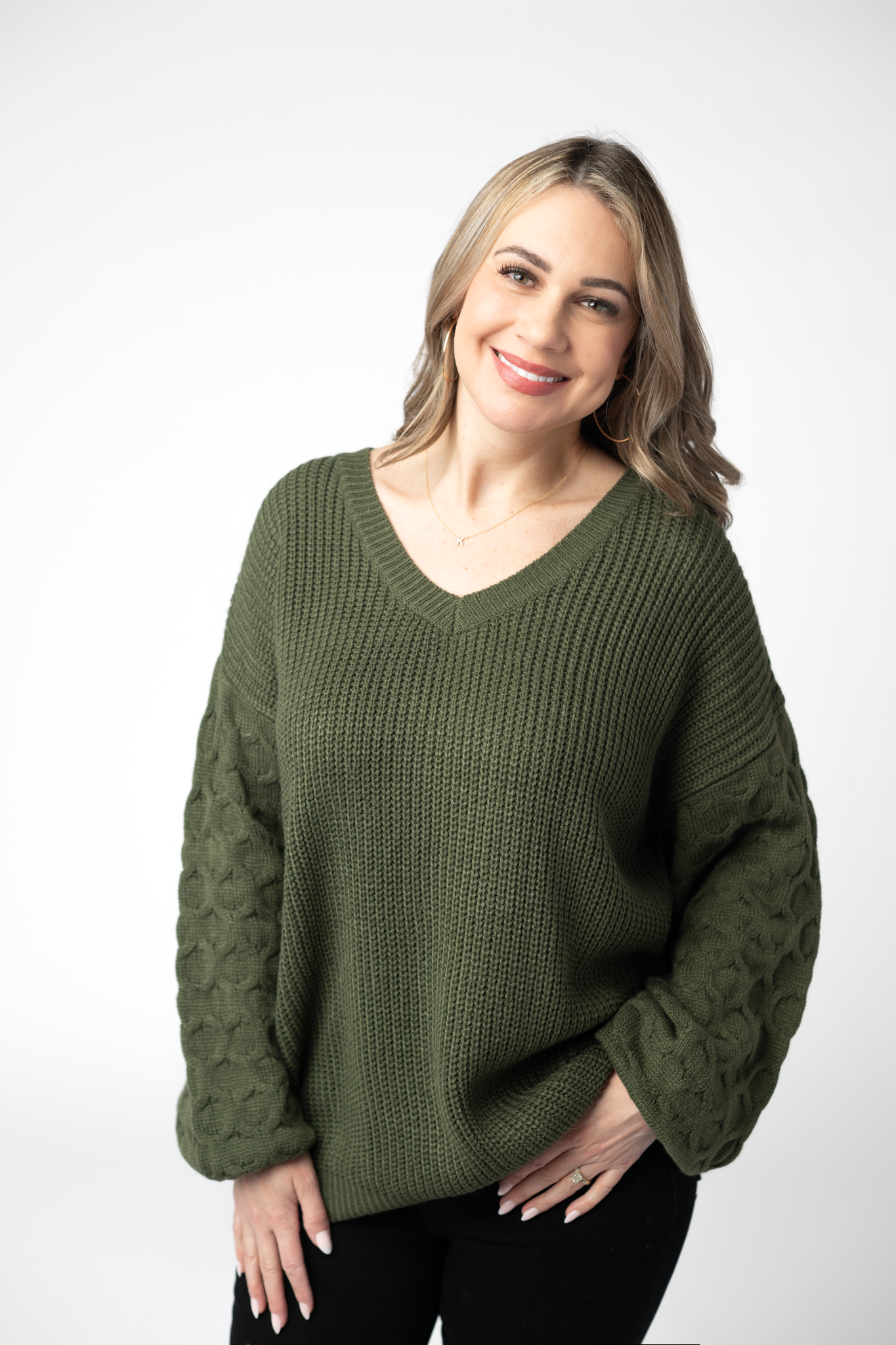 IN STOCK Talina Textured Sweater - Olive