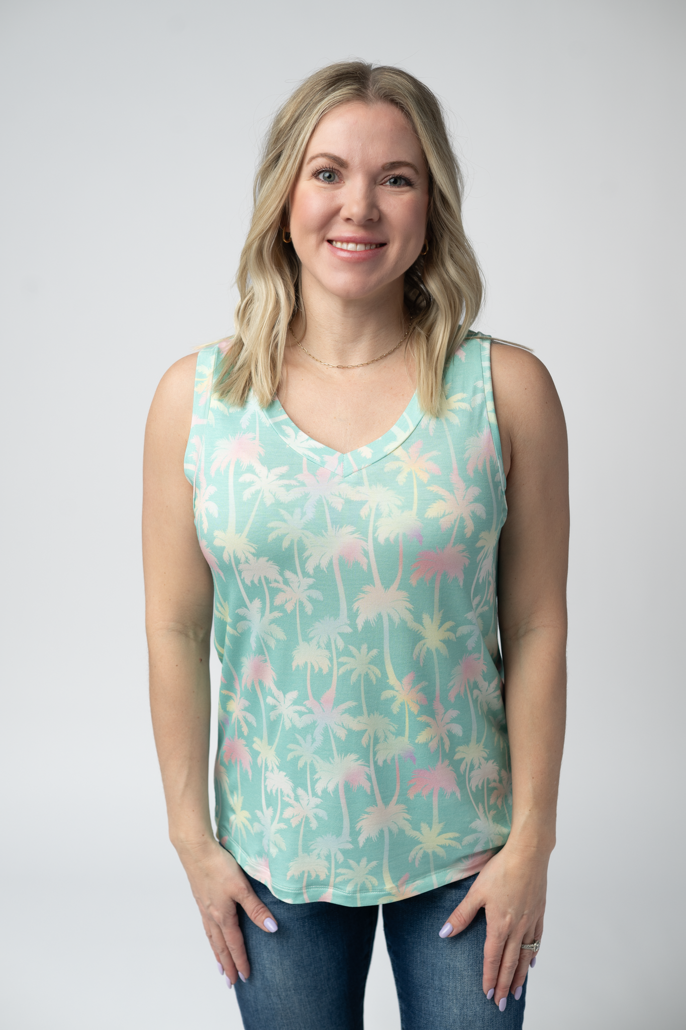 IN STOCK Noelle Tank - Aqua Palm FINAL SALE