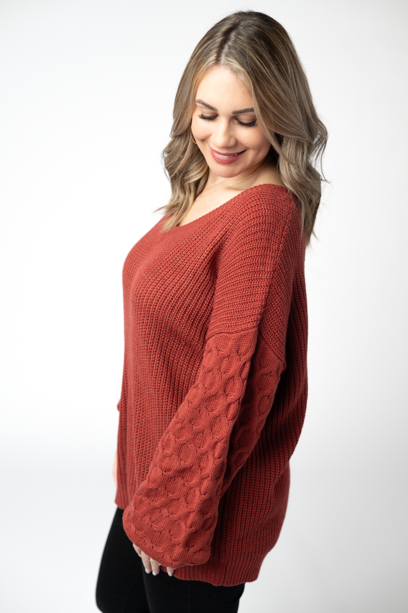 IN STOCK Talina Textured Sweater - Brick