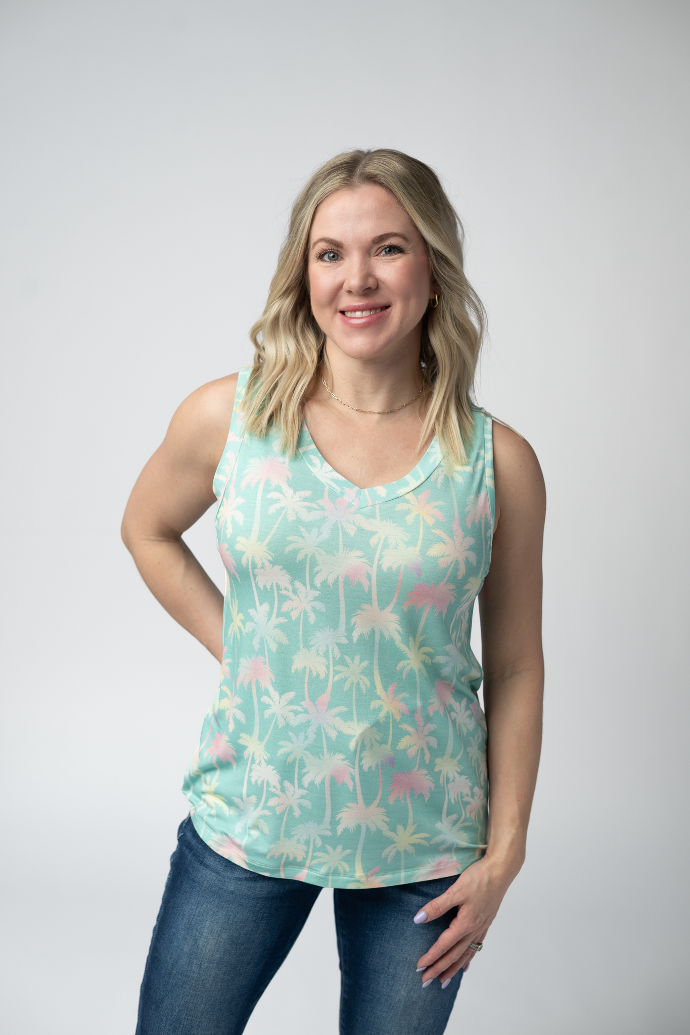 IN STOCK Noelle Tank - Aqua Palm FINAL SALE