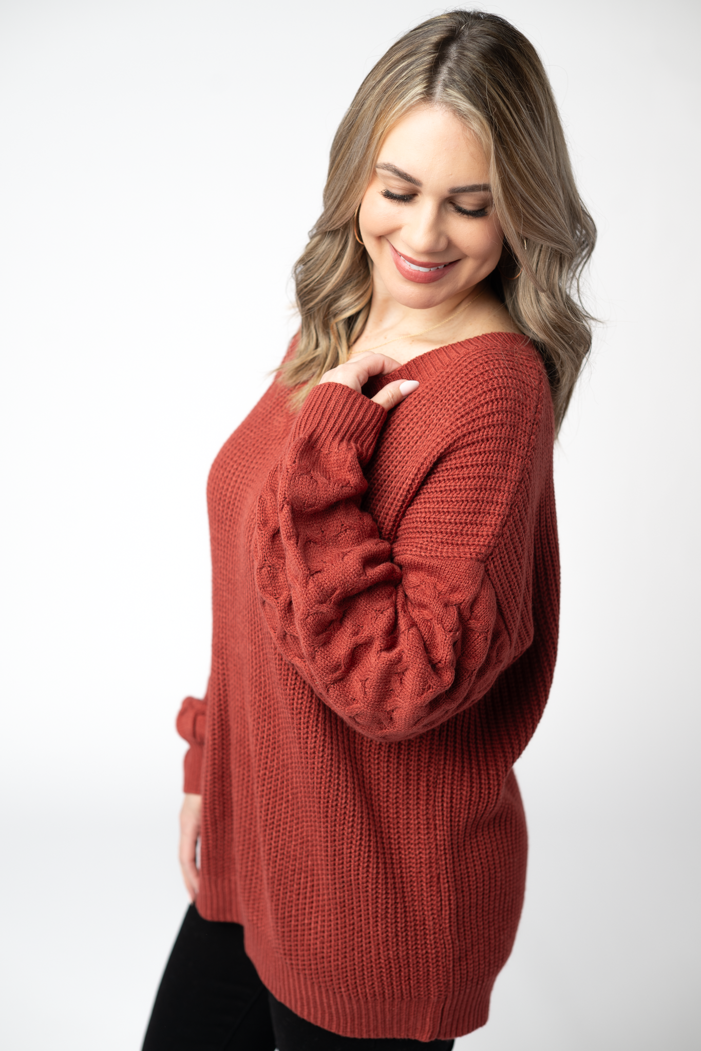 IN STOCK Talina Textured Sweater - Brick