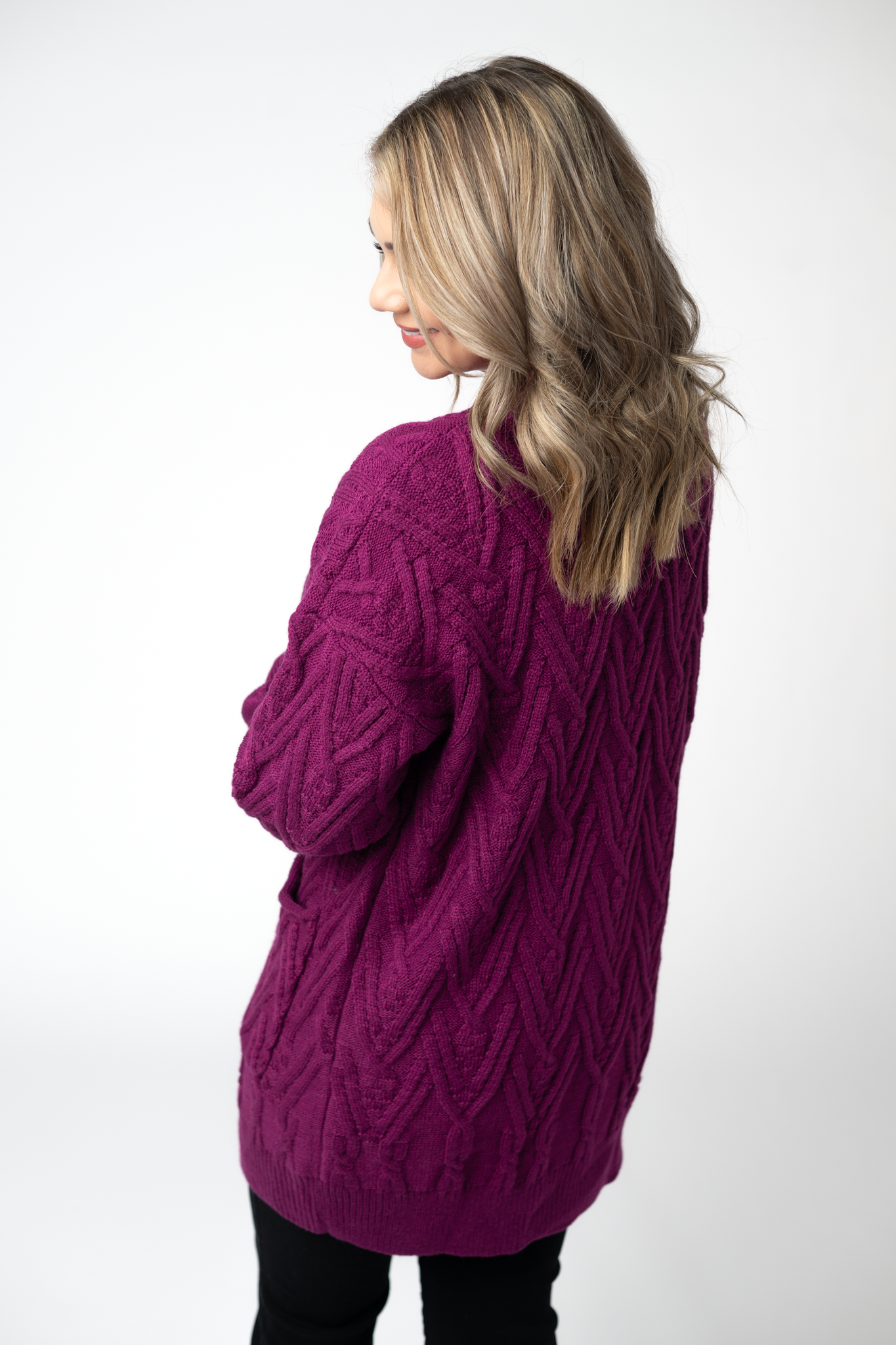 IN STOCK Brooks Button Sweater Cardigan - Magenta