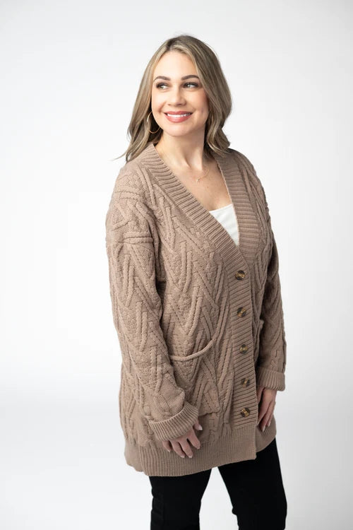 Brooks Button Sweater Cardigan - Mocha