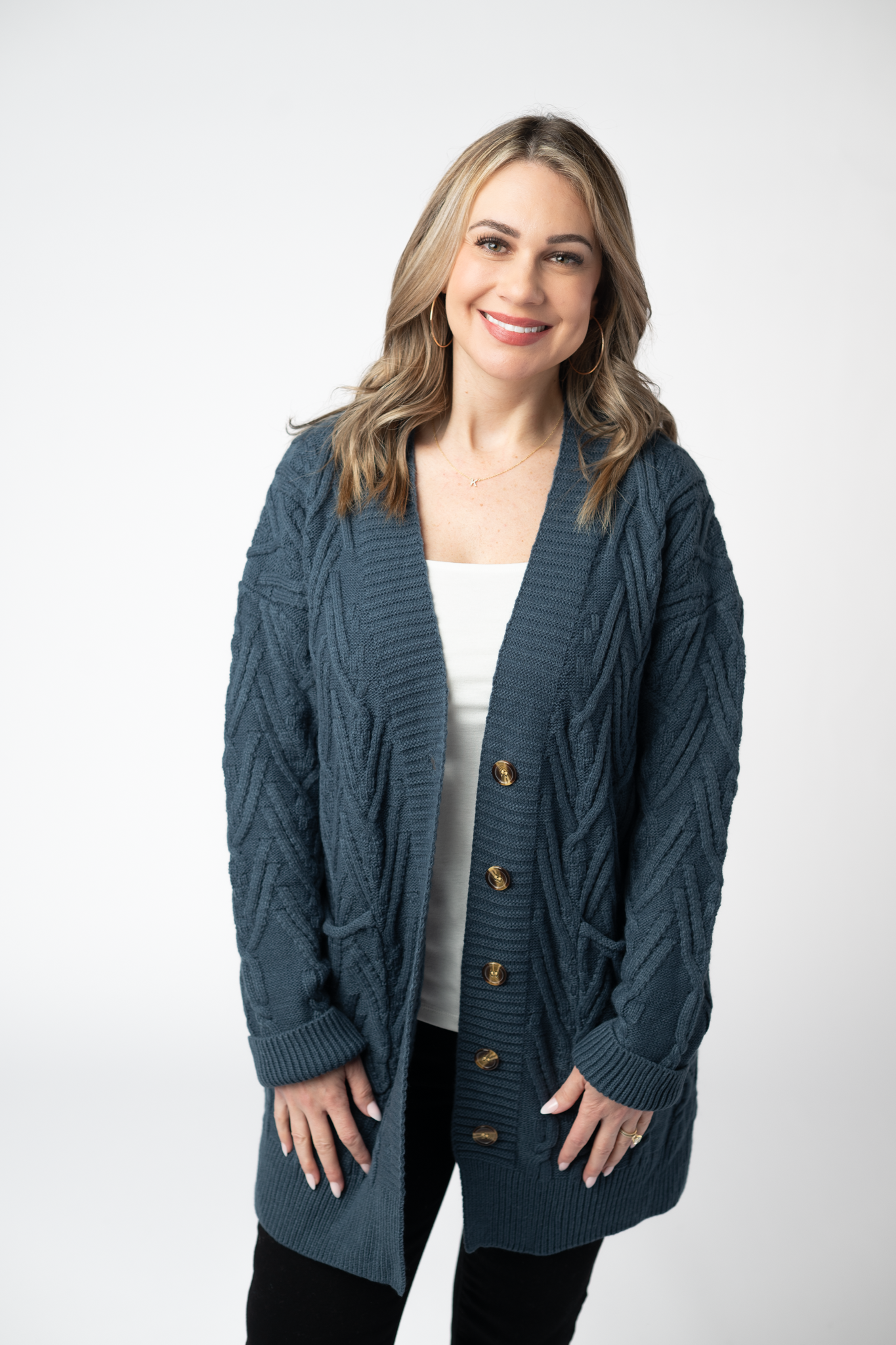 IN STOCK Brooks Button Sweater Cardigan - Navy