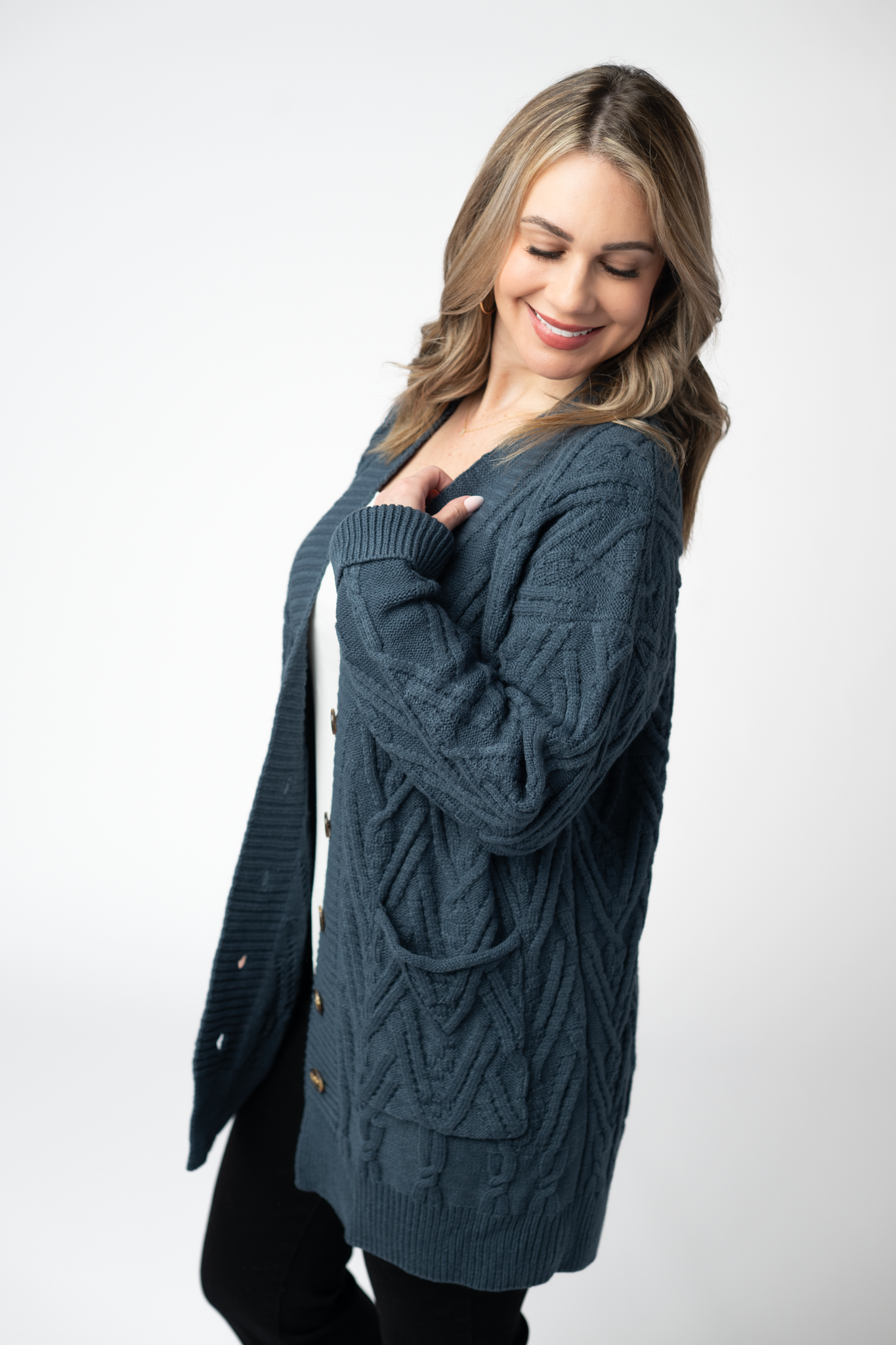 IN STOCK Brooks Button Sweater Cardigan - Navy