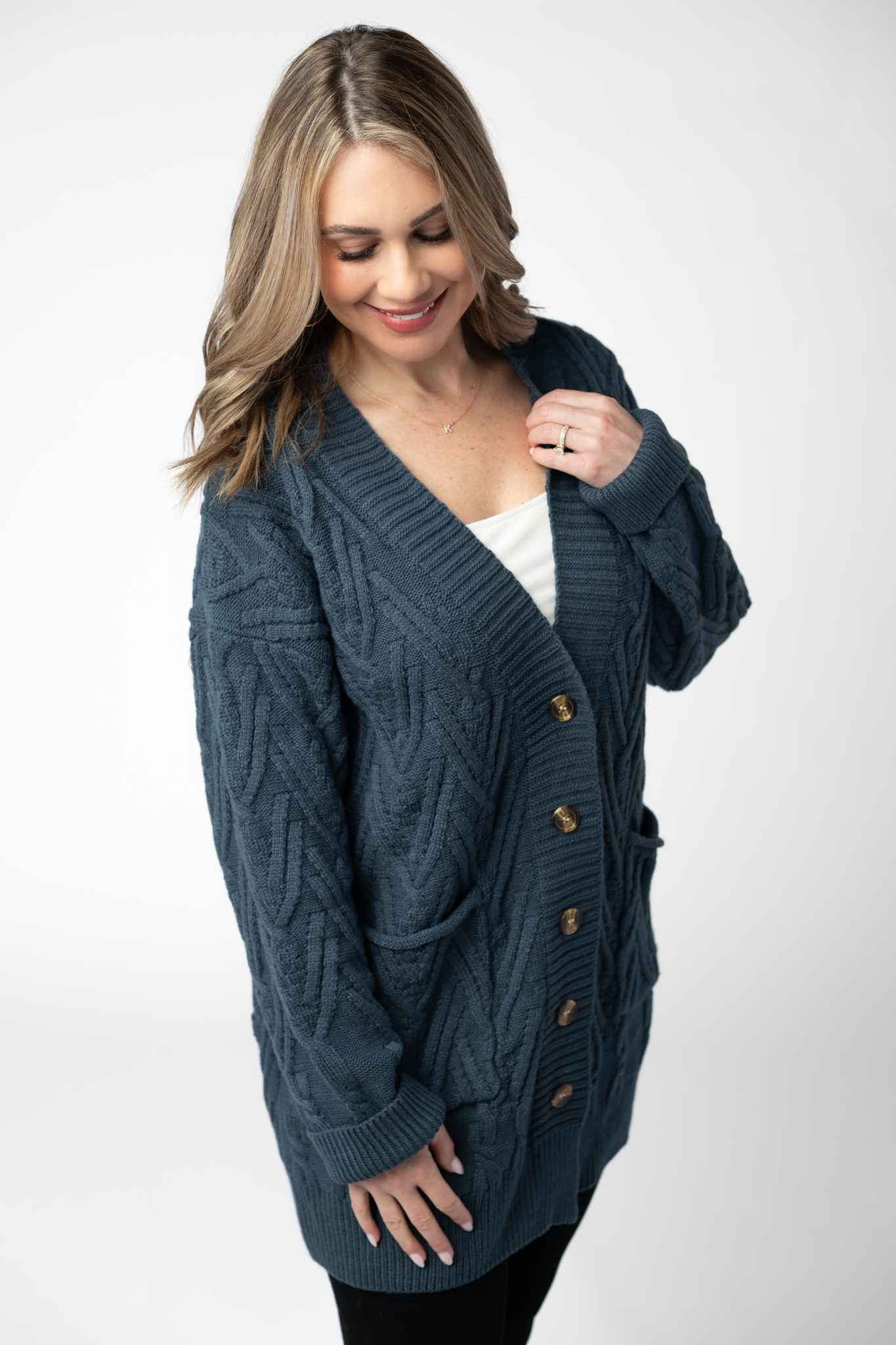 IN STOCK Brooks Button Sweater Cardigan - Navy