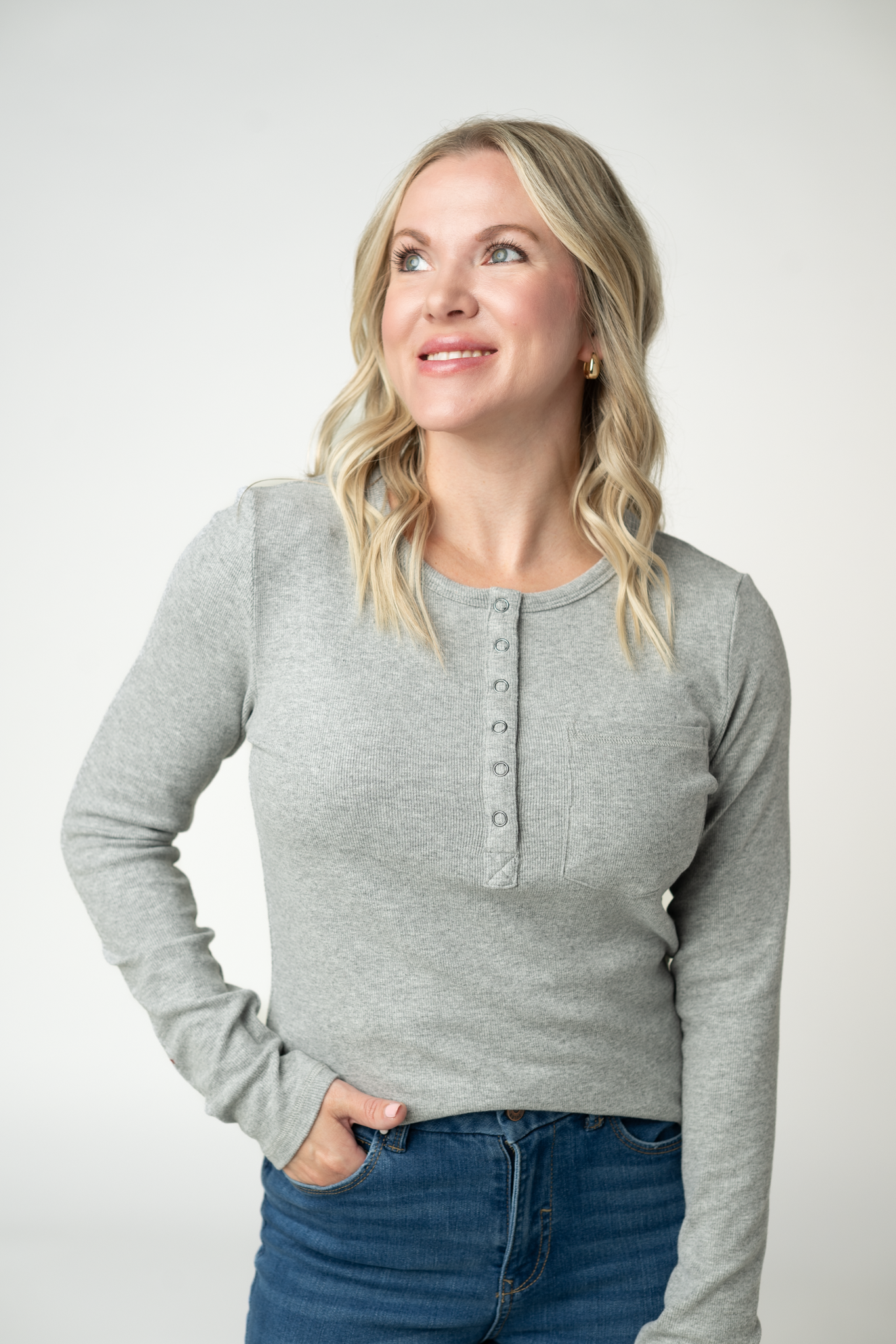 IN STOCK Georgia Long Sleeve Top - Light Grey