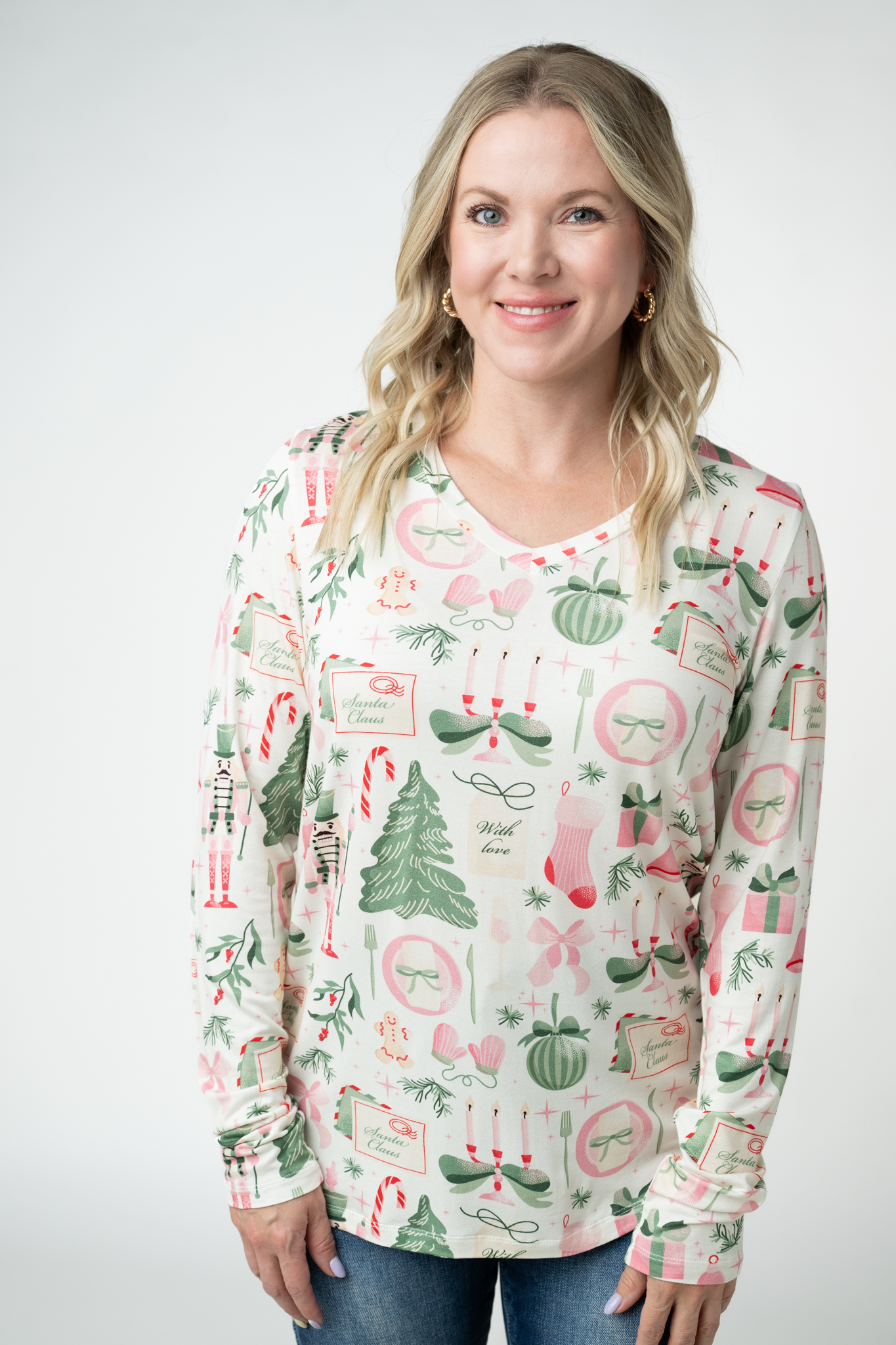 IN STOCK Larissa Long Sleeve - Pink Pine Noel