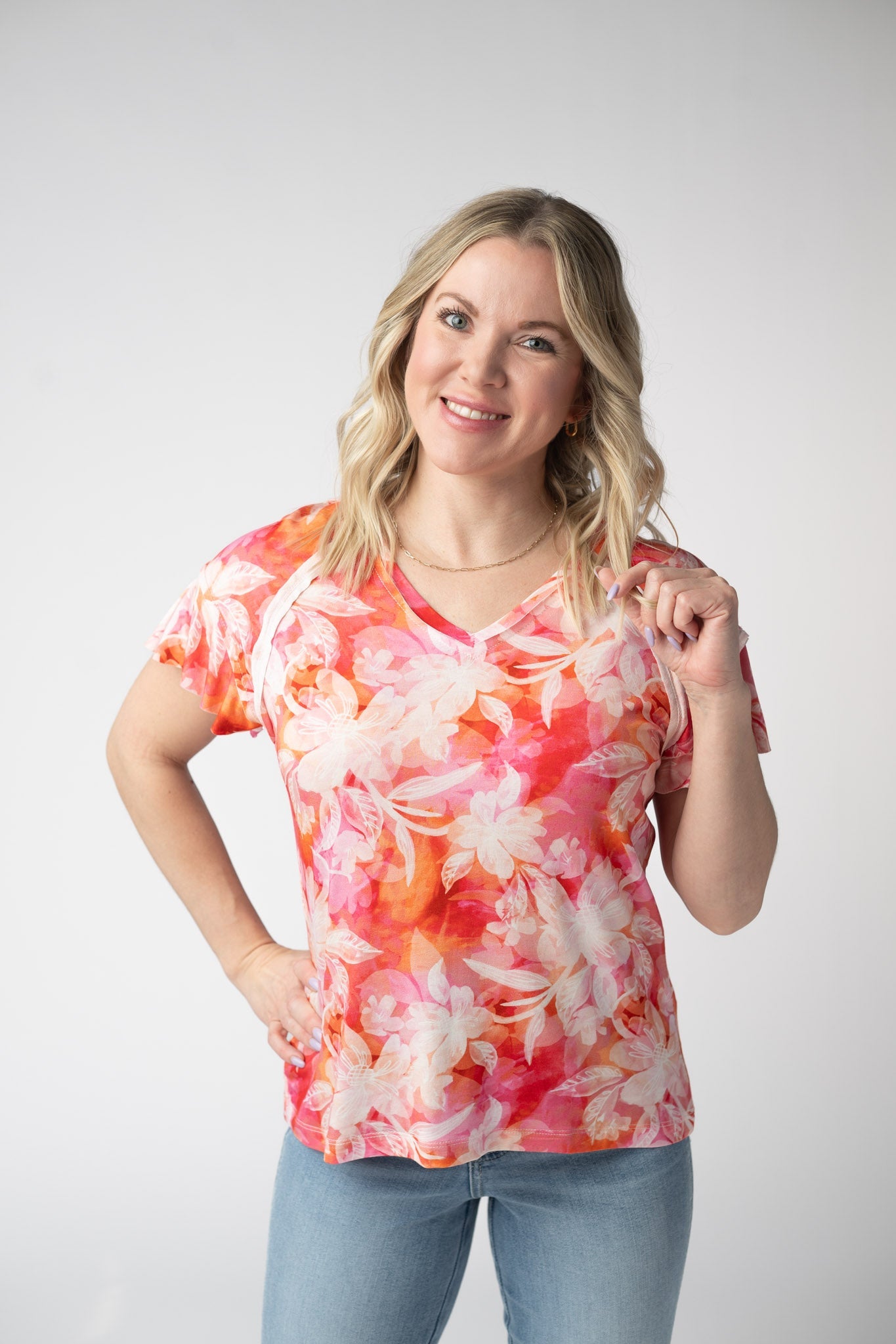 IN STOCK Raelynn V-Neck Top - Sunset Tropical Floral FINAL SALE