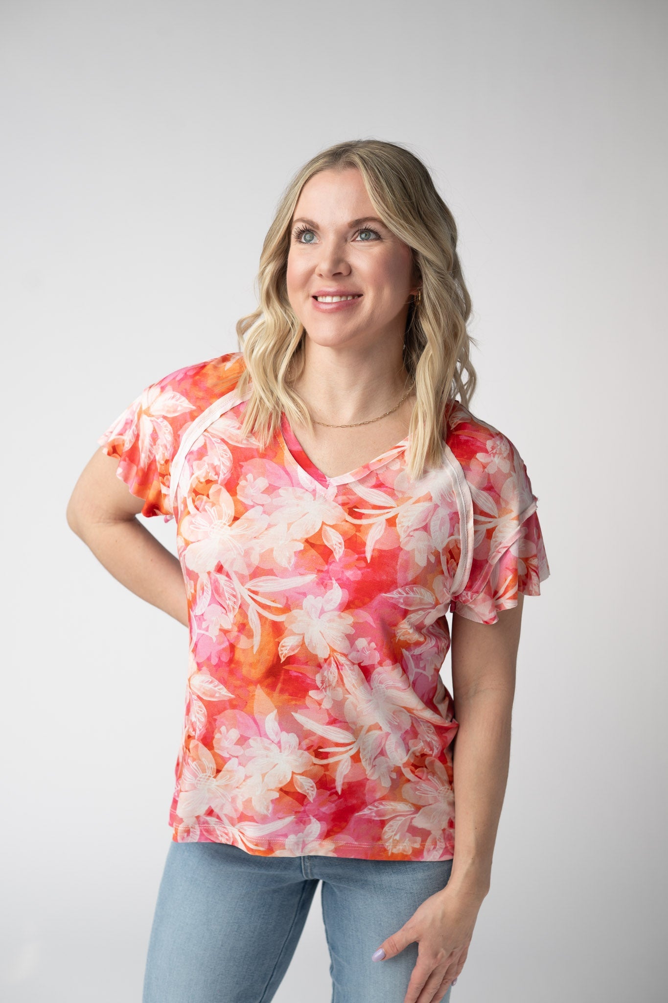 IN STOCK Raelynn V-Neck Top - Sunset Tropical Floral FINAL SALE