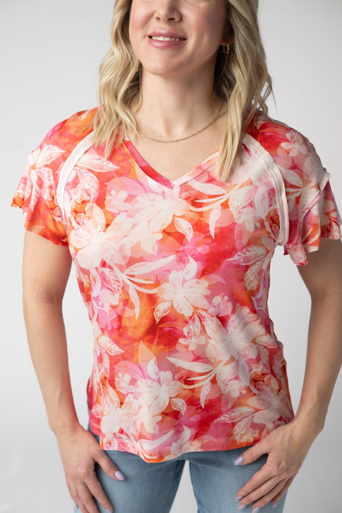 IN STOCK Raelynn V-Neck Top - Sunset Tropical Floral FINAL SALE