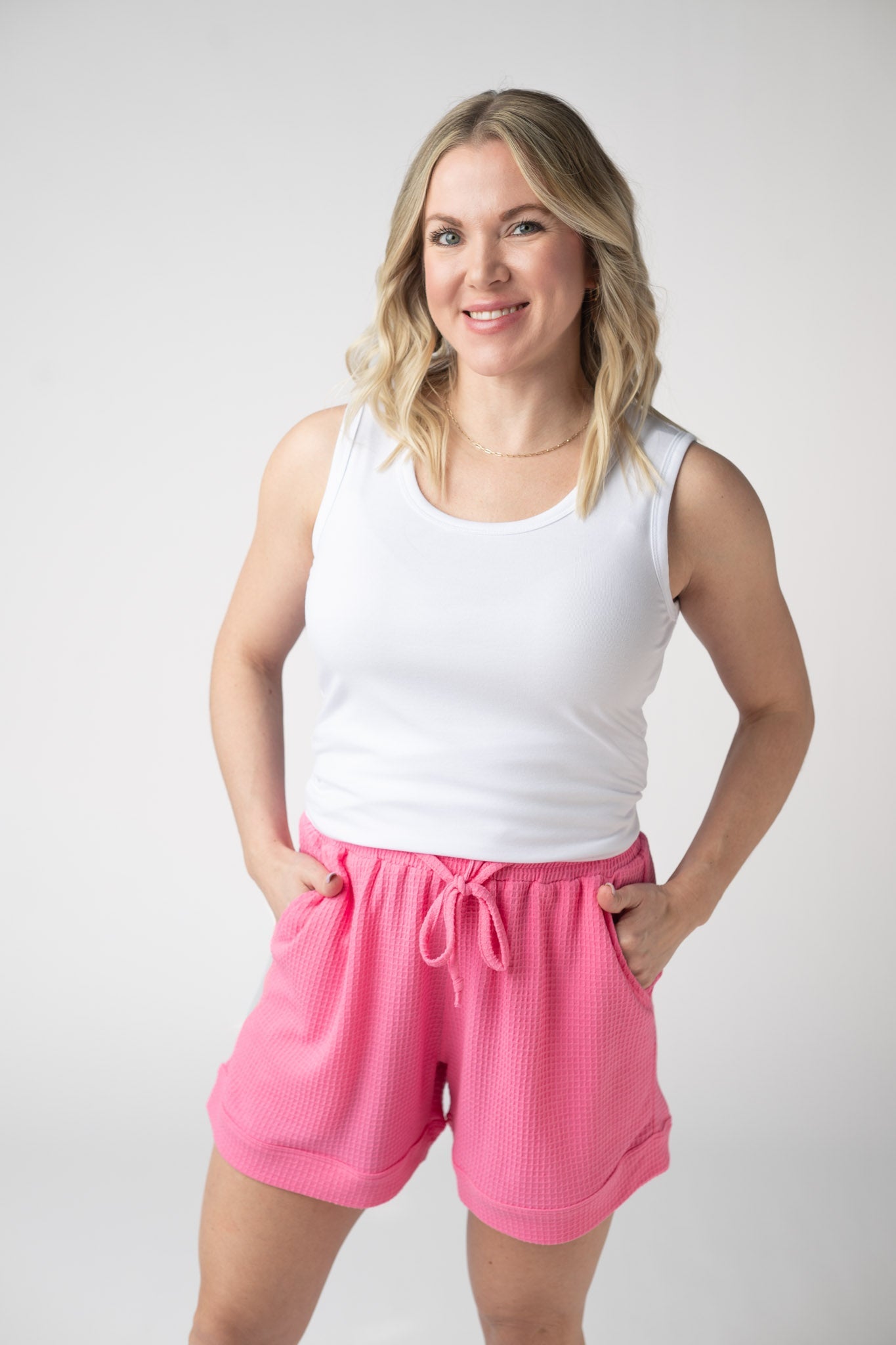 IN STOCK Weslie Waffle Shorts - Pink FINAL SALE