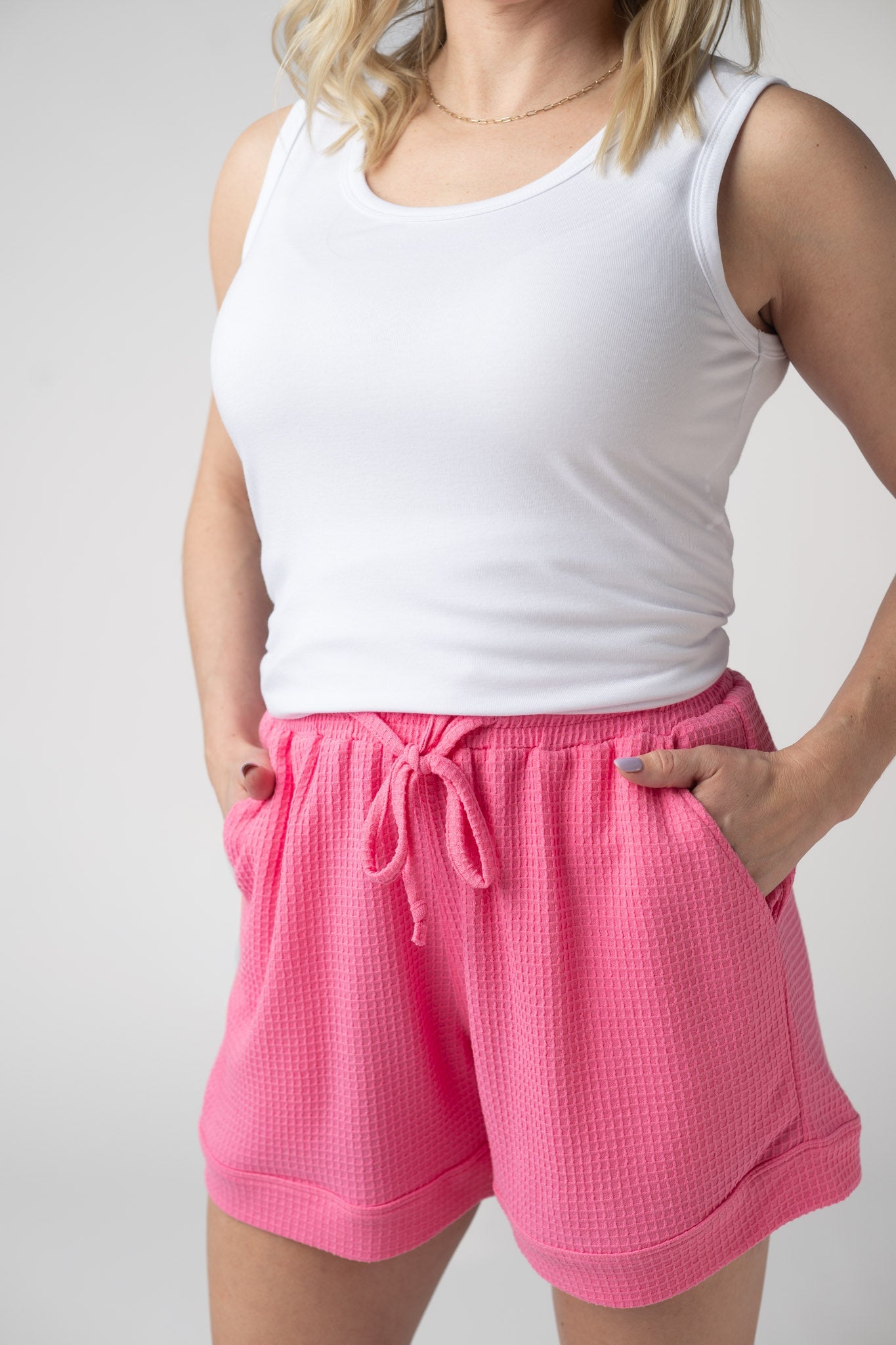 IN STOCK Weslie Waffle Shorts - Pink FINAL SALE