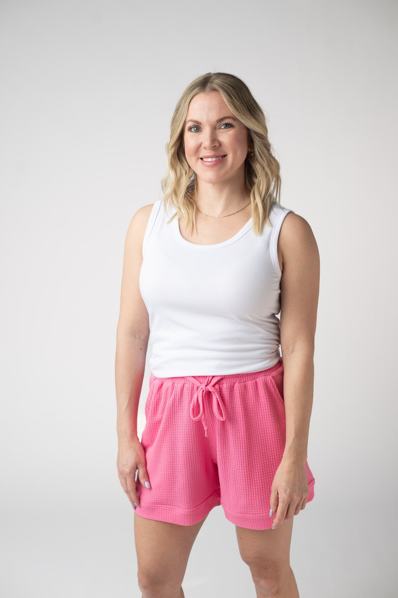 IN STOCK Weslie Waffle Shorts - Pink FINAL SALE