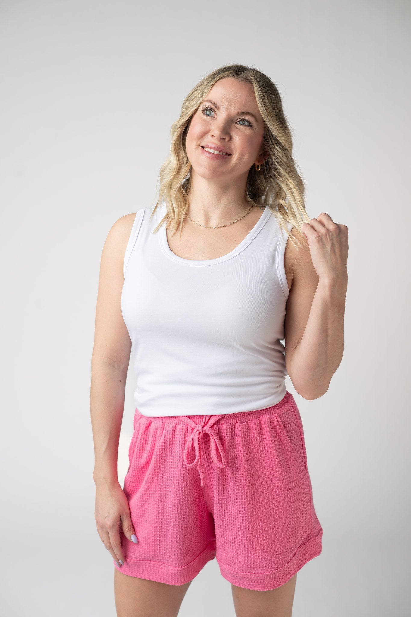 IN STOCK Weslie Waffle Shorts - Pink FINAL SALE
