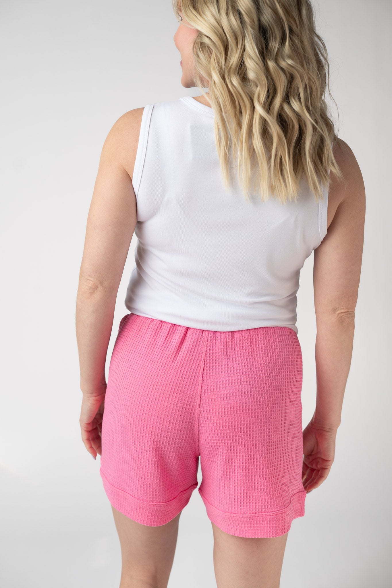 IN STOCK Weslie Waffle Shorts - Pink FINAL SALE