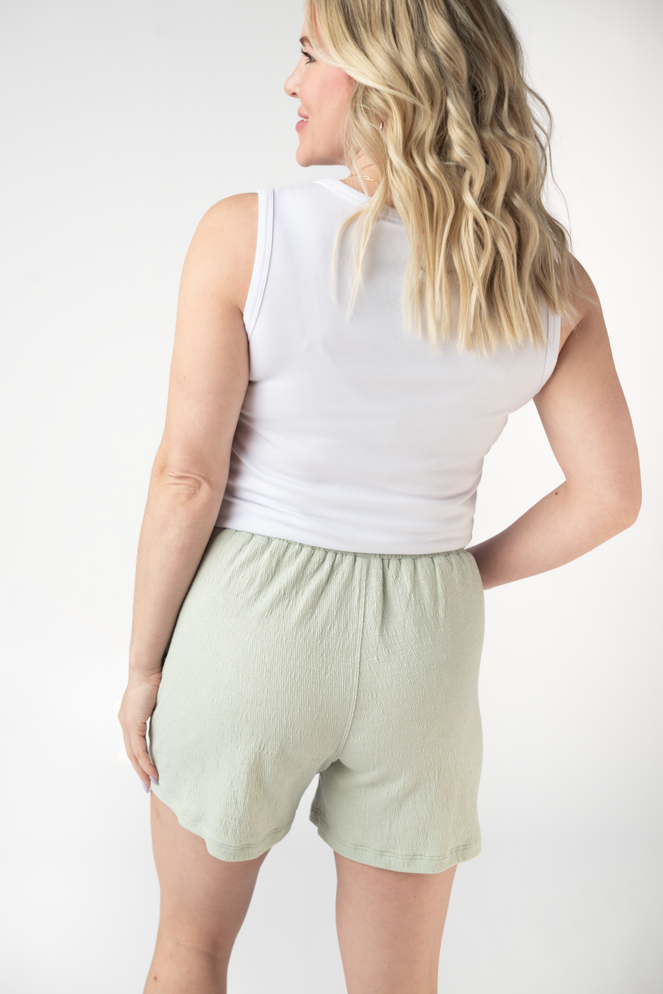 IN STOCK Candice Crinkle Shorts - Light Green FINAL SALE