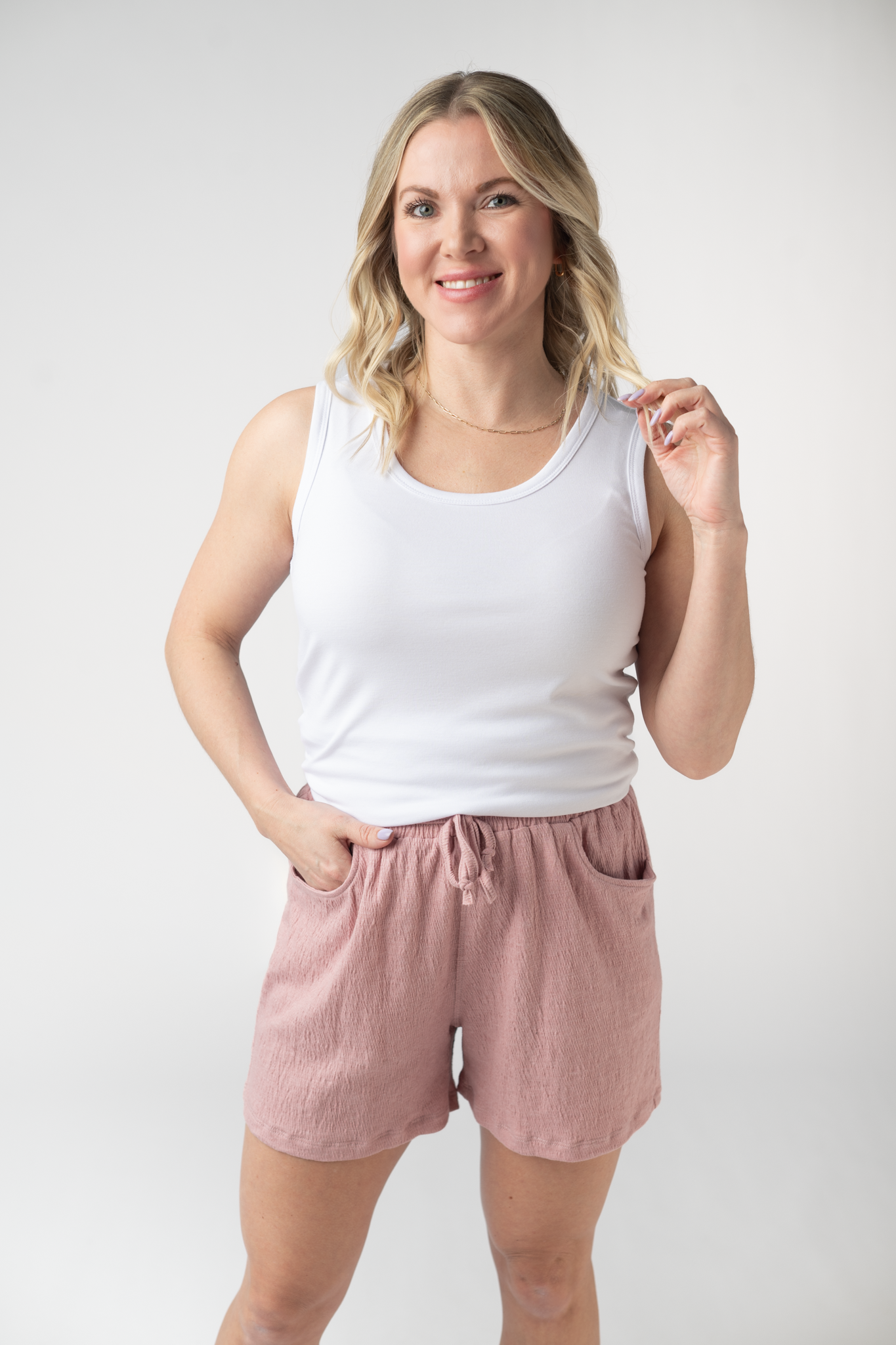 IN STOCK Candice Crinkle Shorts - Dusty Rose FINAL SALE