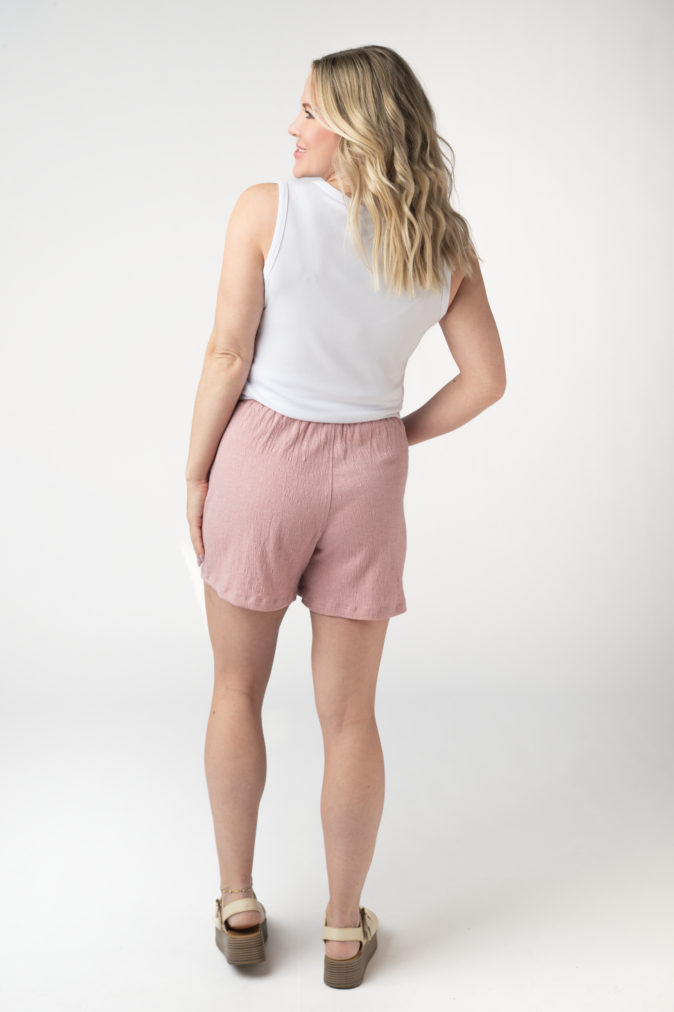 IN STOCK Candice Crinkle Shorts - Dusty Rose FINAL SALE