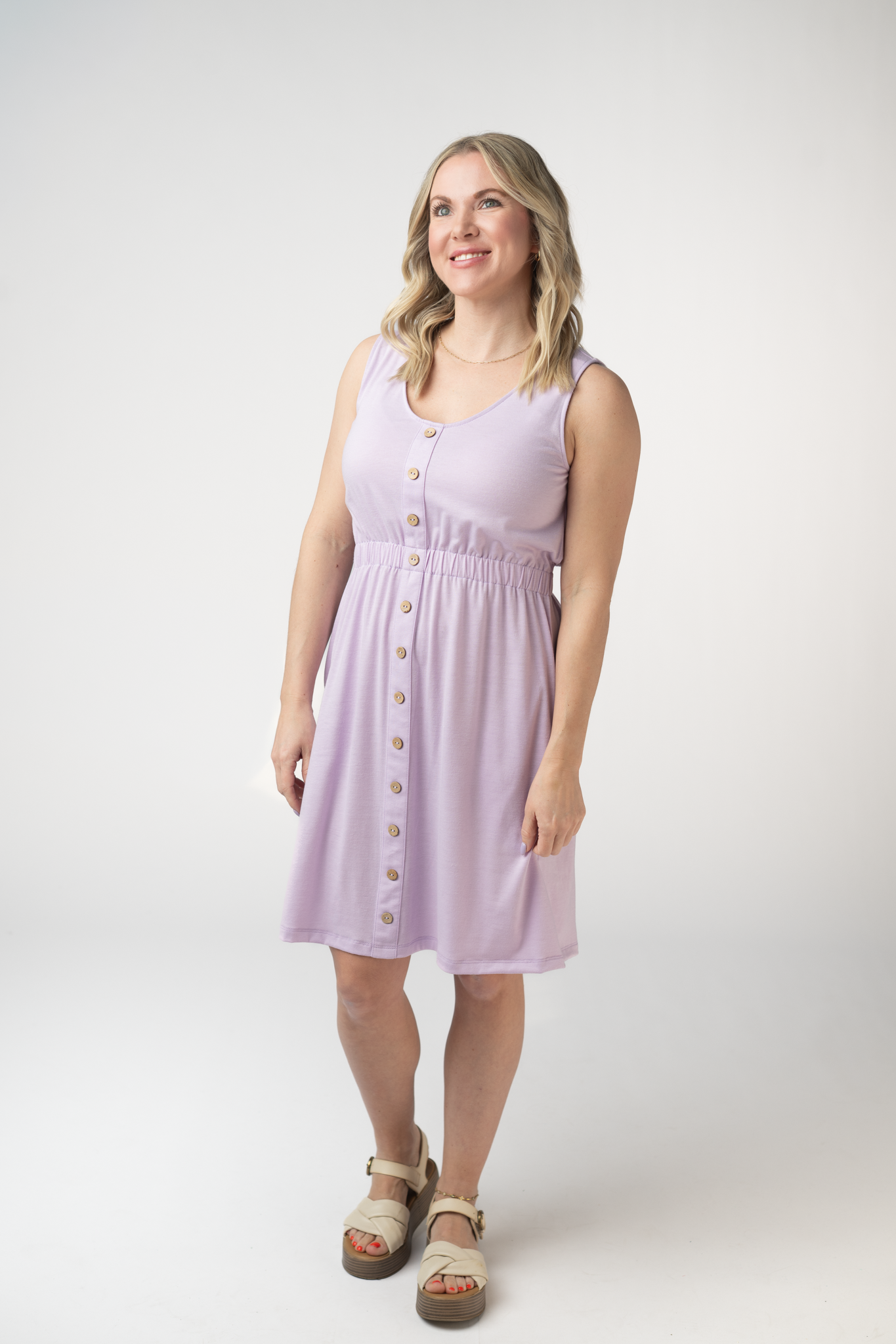 IN STOCK Beverly Button Dress - Lavender FINAL SALE