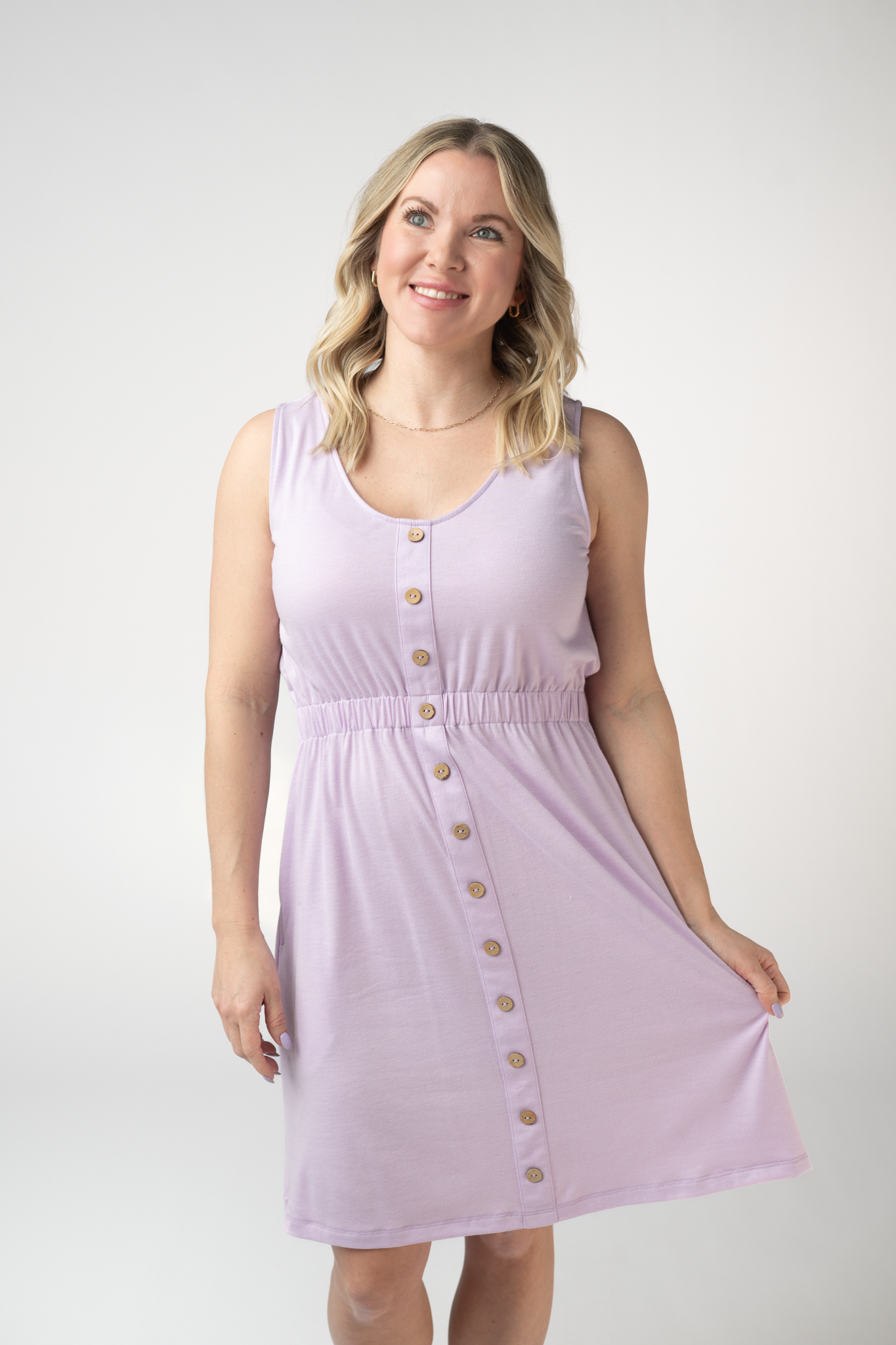 IN STOCK Beverly Button Dress - Lavender FINAL SALE