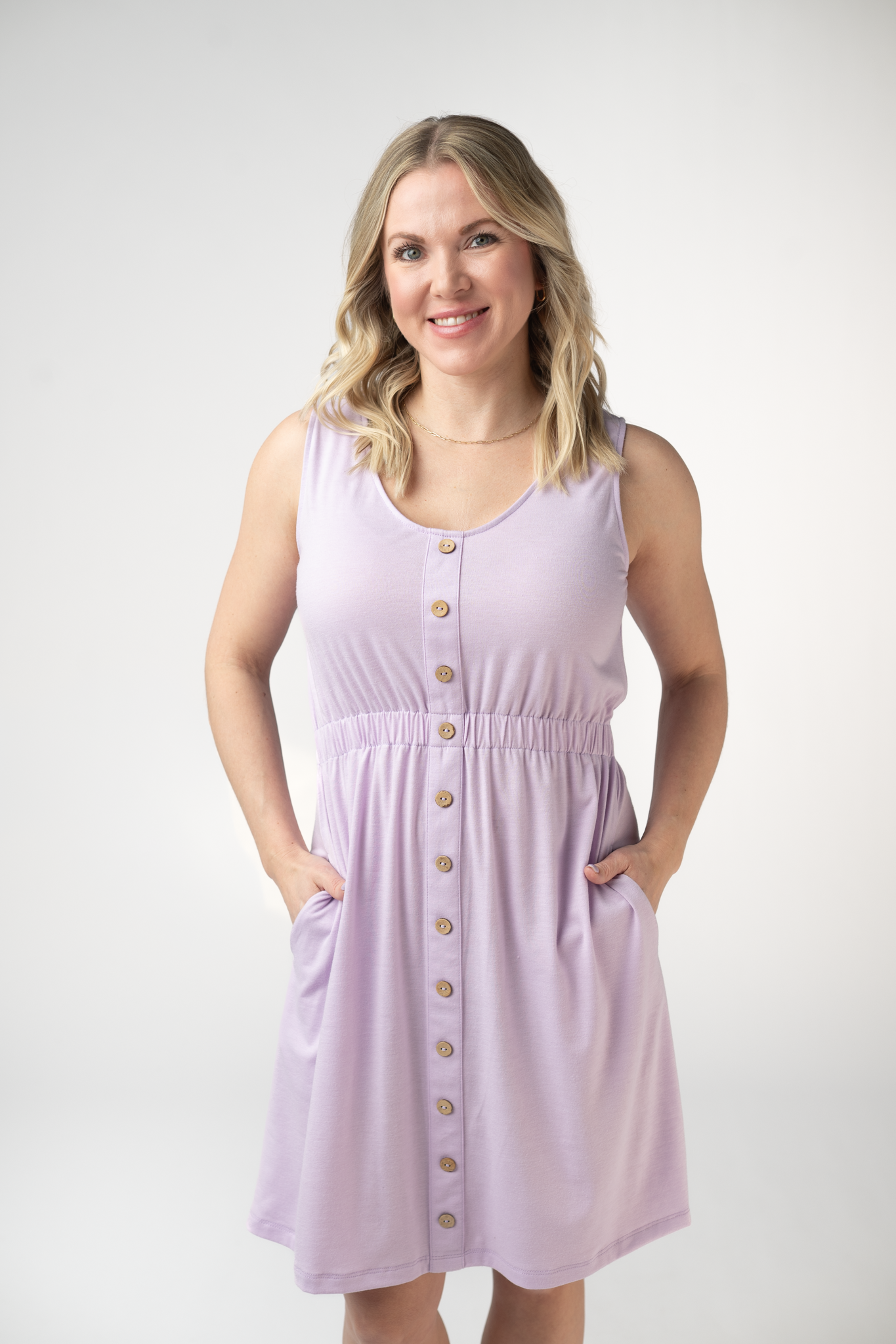 IN STOCK Beverly Button Dress - Lavender FINAL SALE