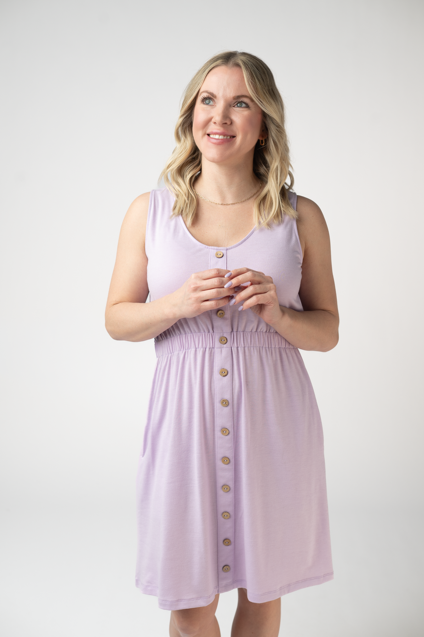 IN STOCK Beverly Button Dress - Lavender FINAL SALE