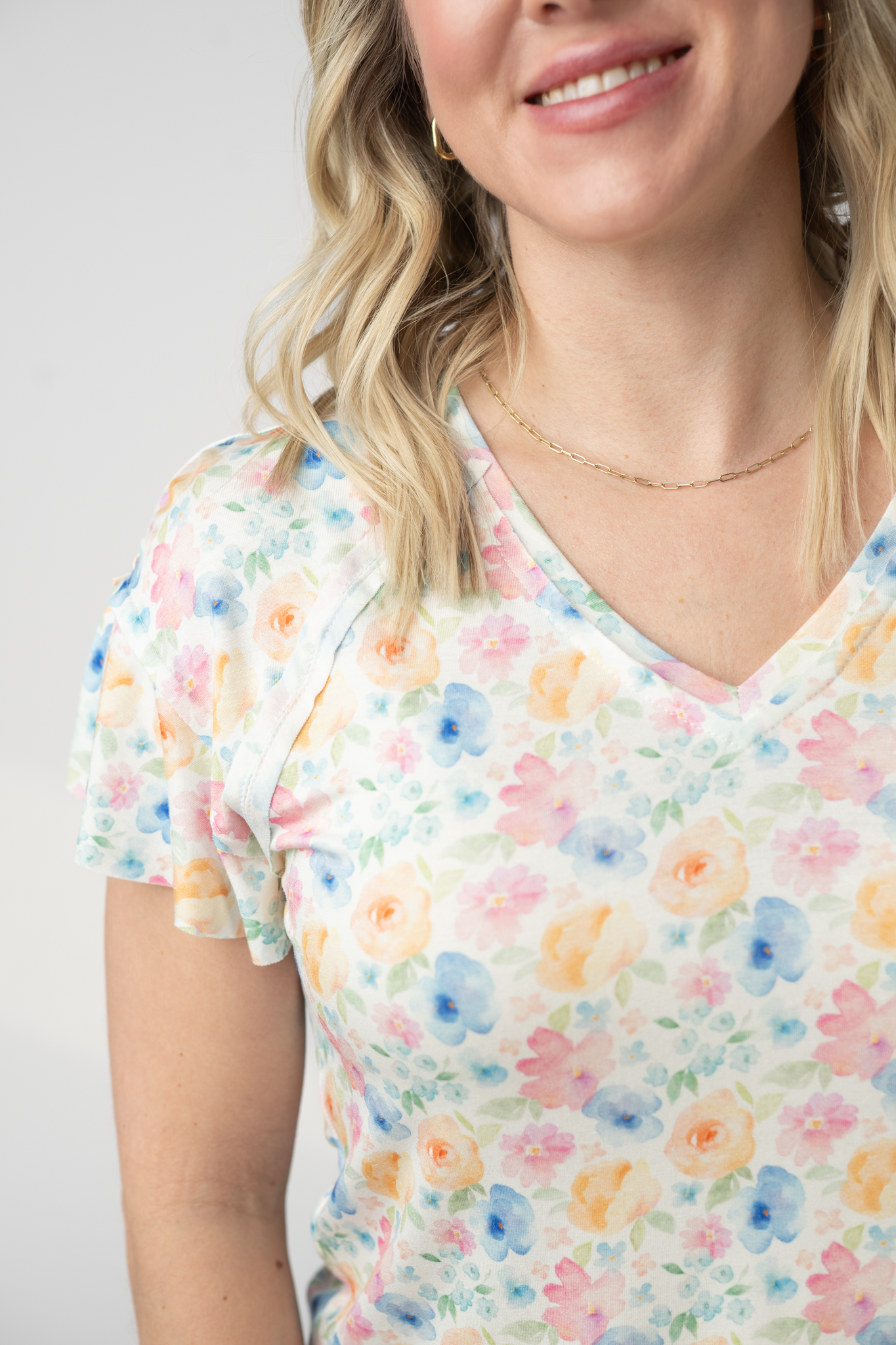 IN STOCK Raelynn V-Neck Top - Petal Gardens FINAL SALE