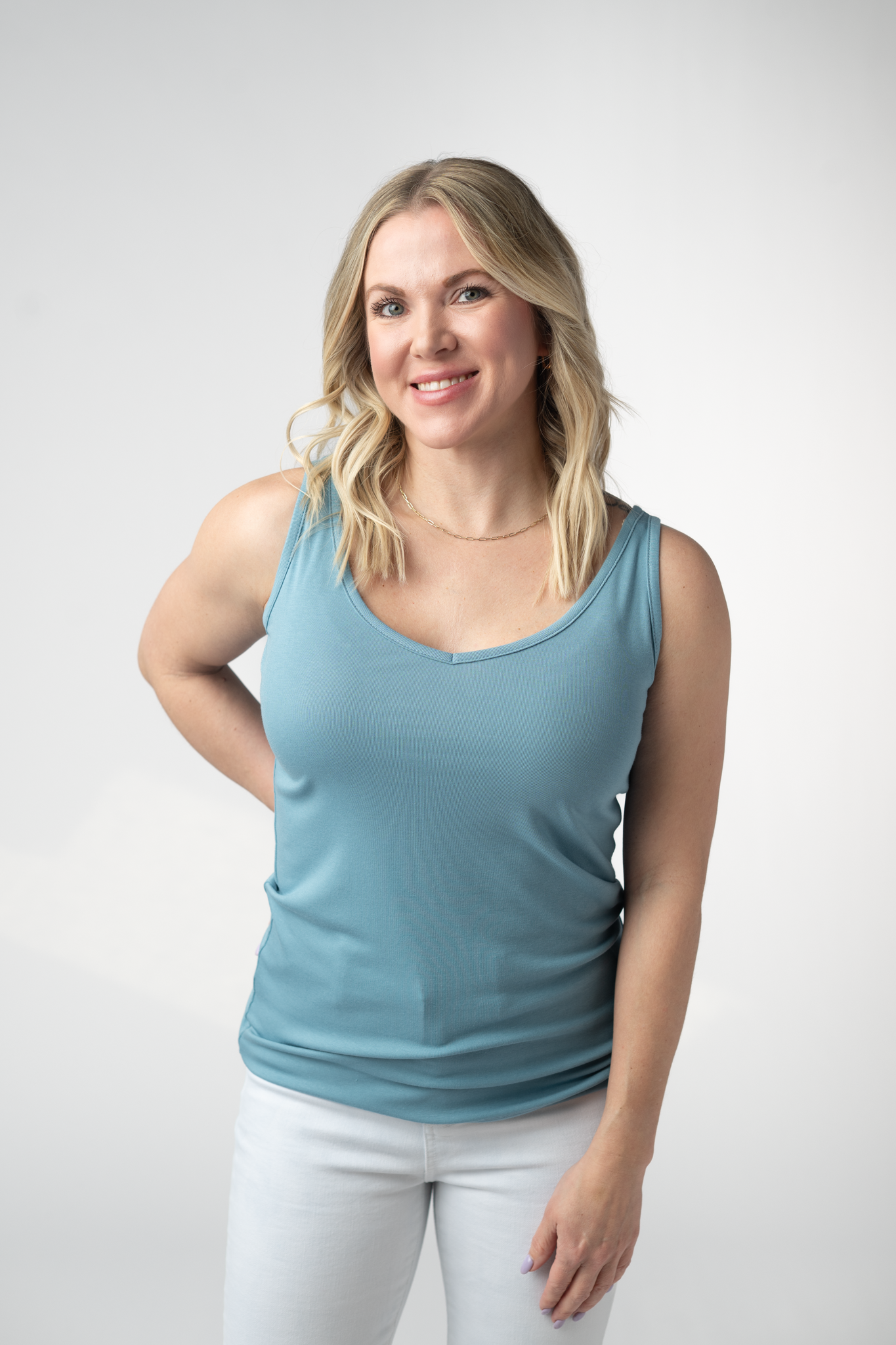 IN STOCK Kennedy Tank - Dusty Blue FINAL SALE