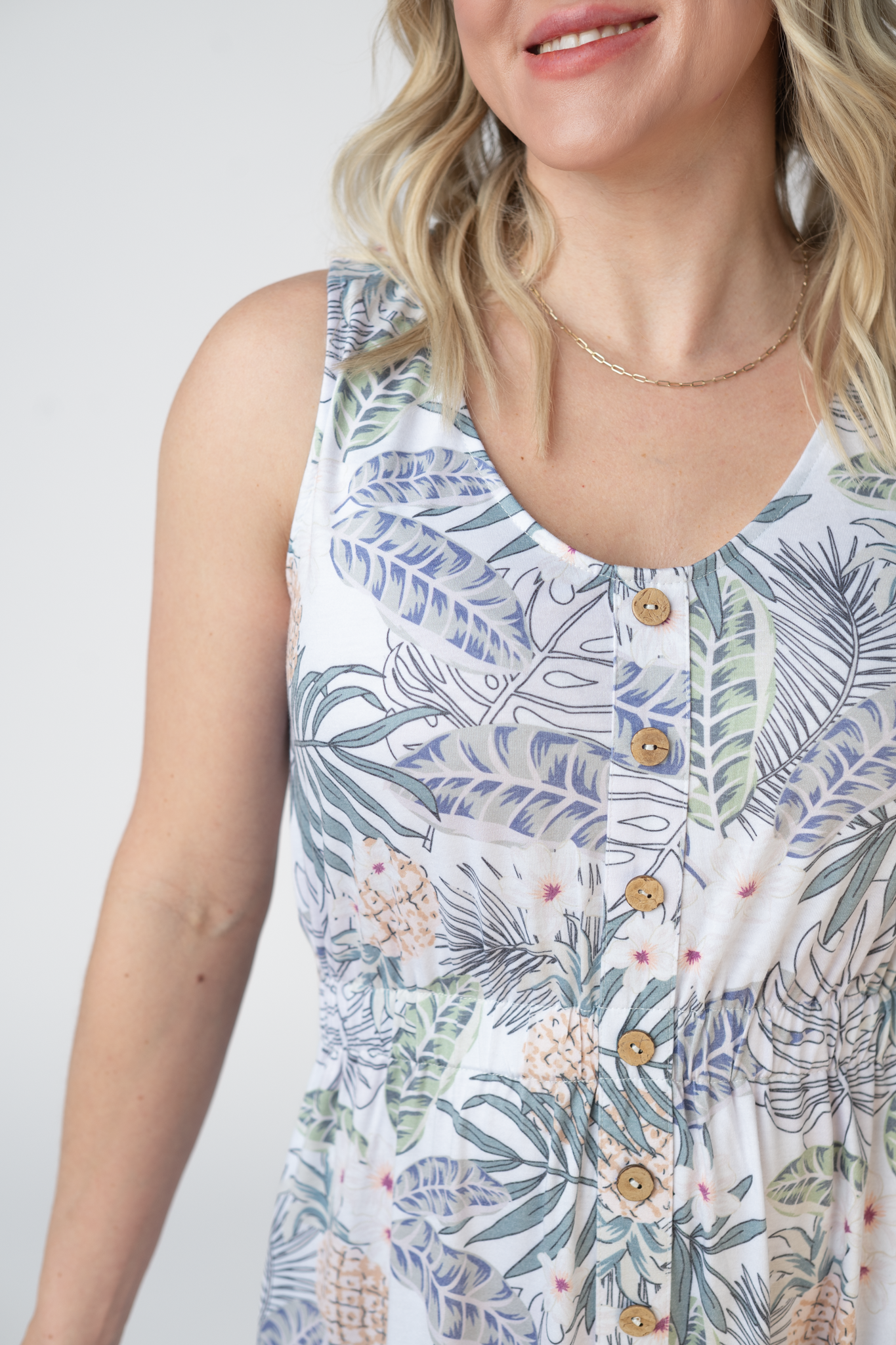 IN STOCK Beverly Button Dress - Pineapple Leaf FINAL SALE