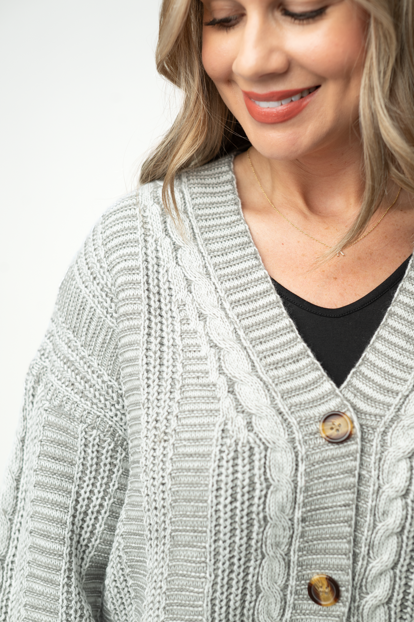 IN STOCK Cable Cardigan - Grey