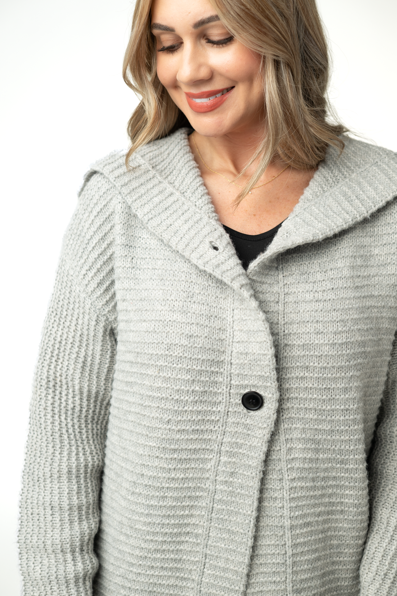IN STOCK Lillian Long Hooded Cardigan - Grey