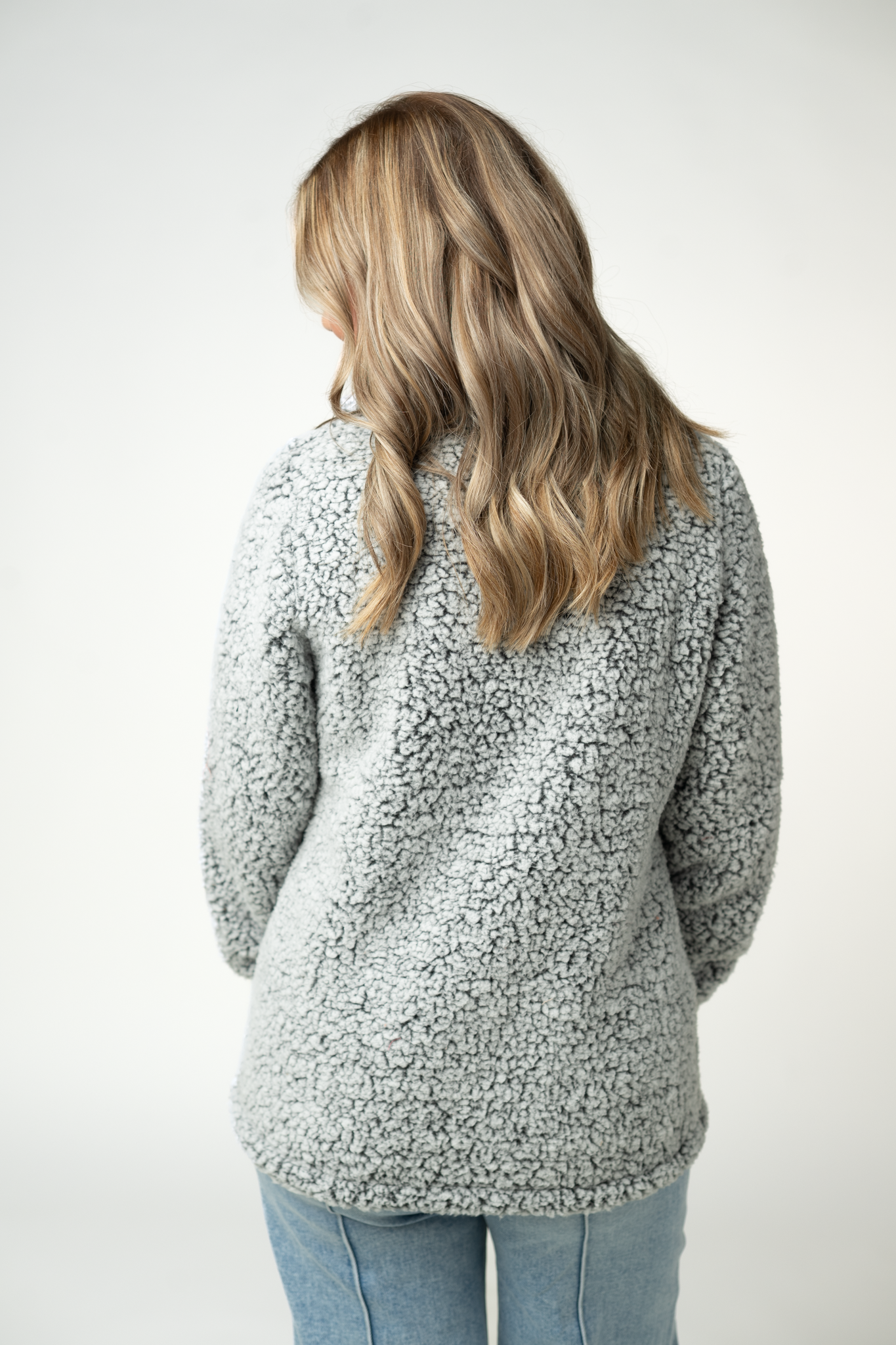IN STOCK Two Tone Fullzip Sherpa - Charcoal and White