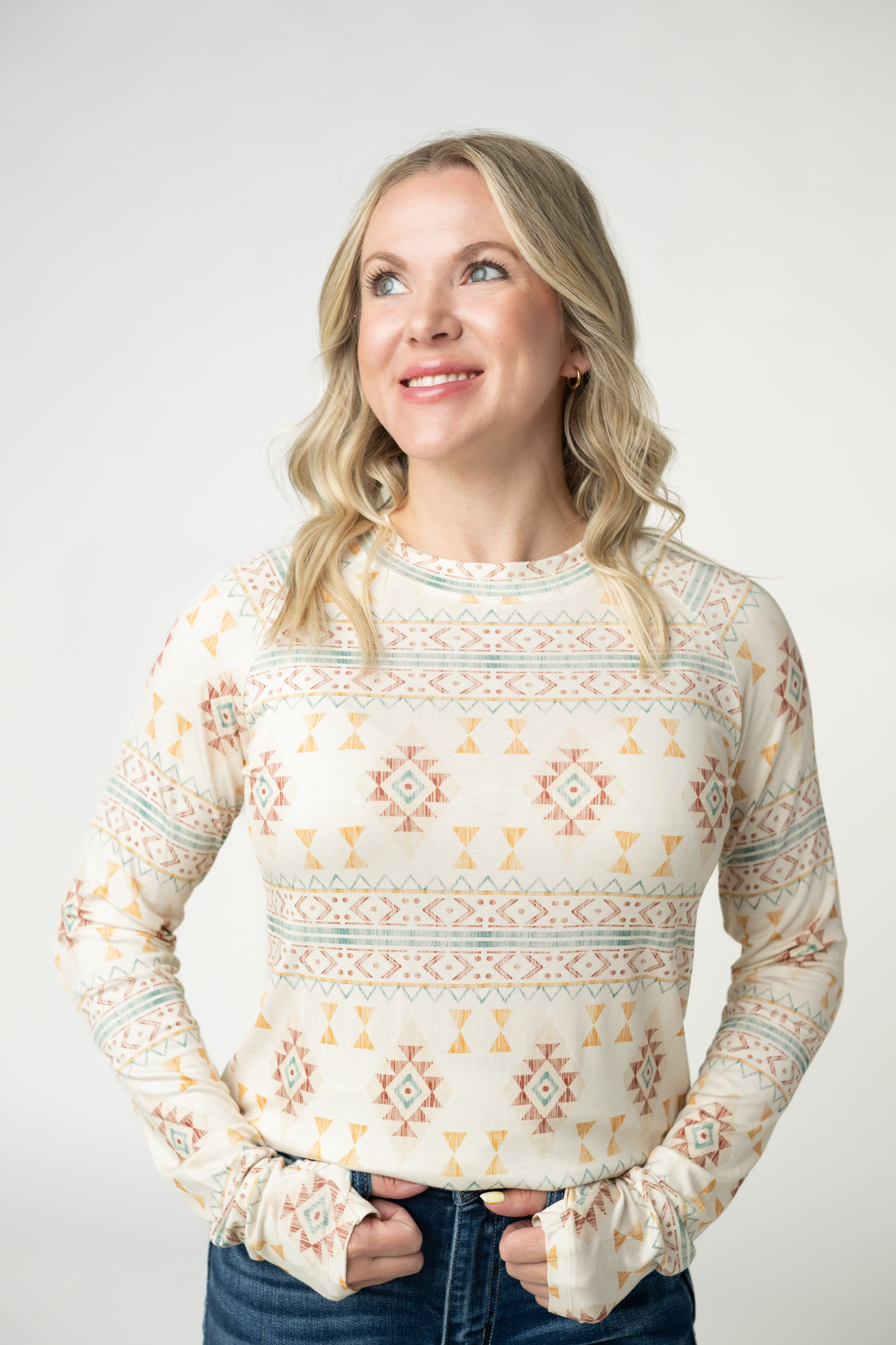 IN STOCK Blair Long Sleeve Top - Desert Geometric