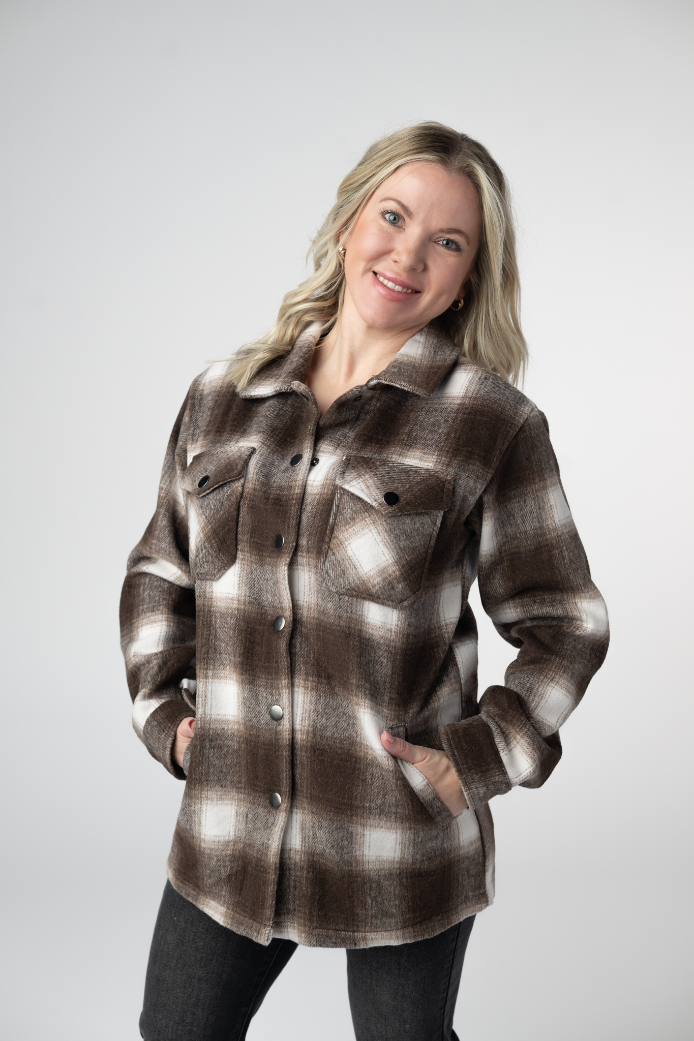 IN STOCK Norah Shacket - Brown Plaid