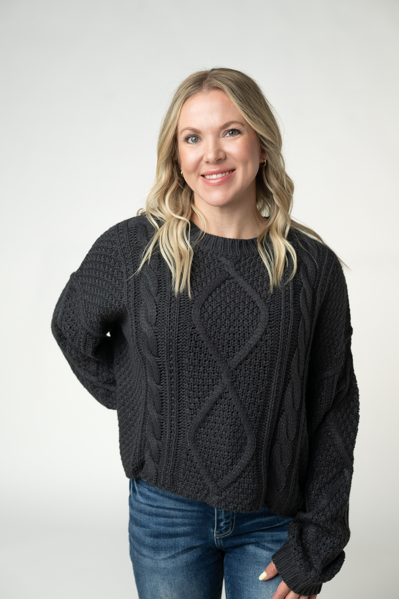 IN STOCK Cable Knit Sweater - Charcoal
