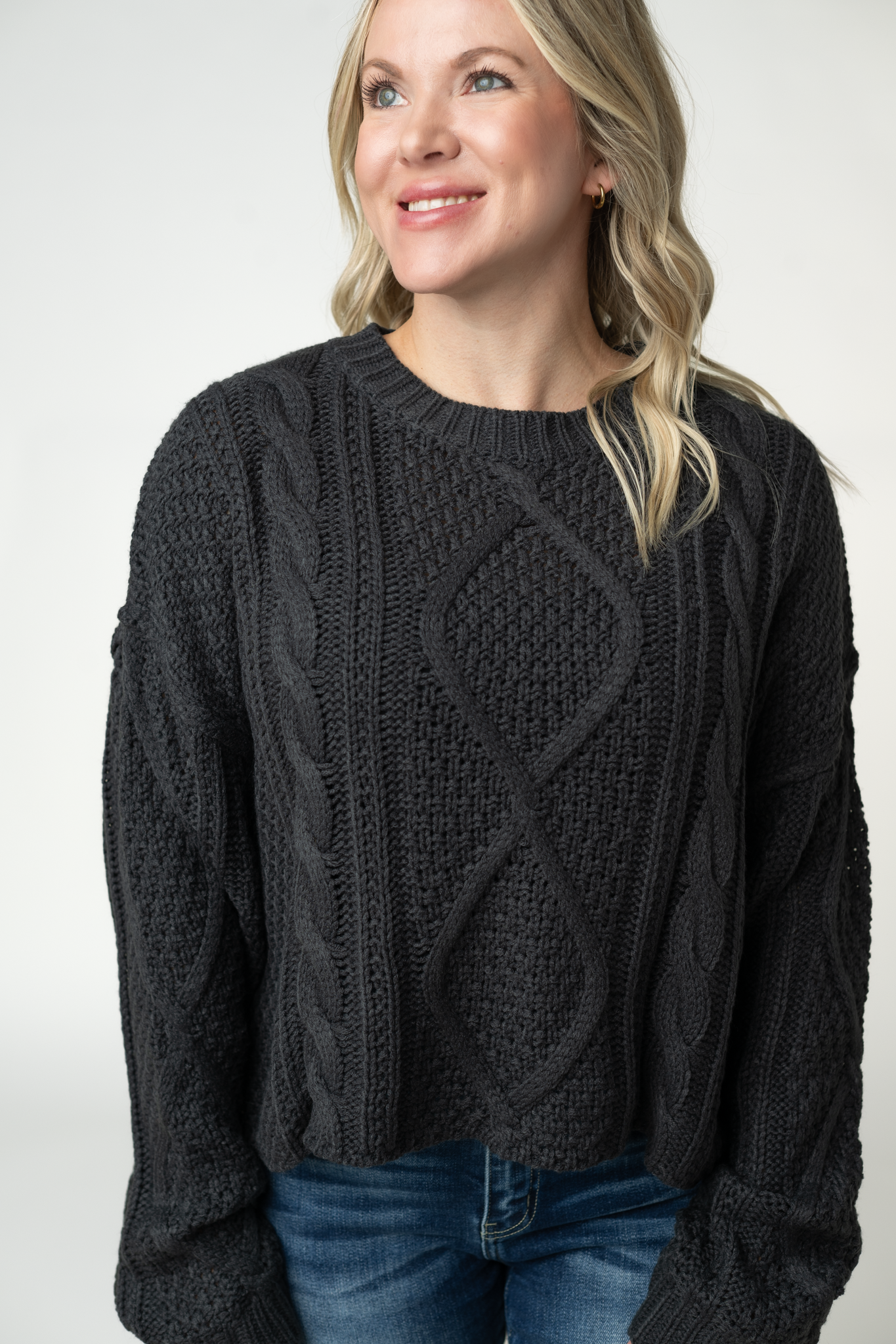 IN STOCK Cable Knit Sweater - Charcoal